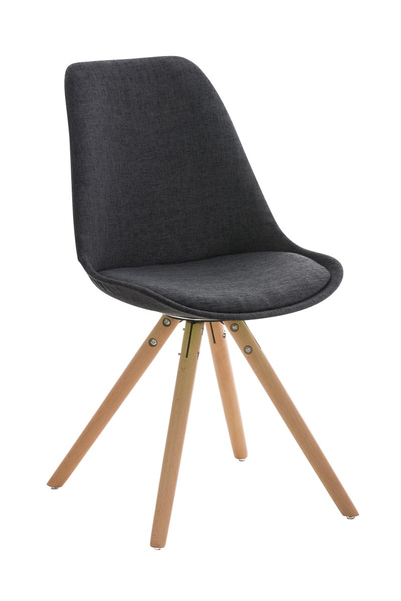 CLP Retrostuhl PEGLEG mit Stoffbezug I Gepolsterter Schalenstuhl mit Holzbeinen und einer Sitzh&ouml;he 46 cm 