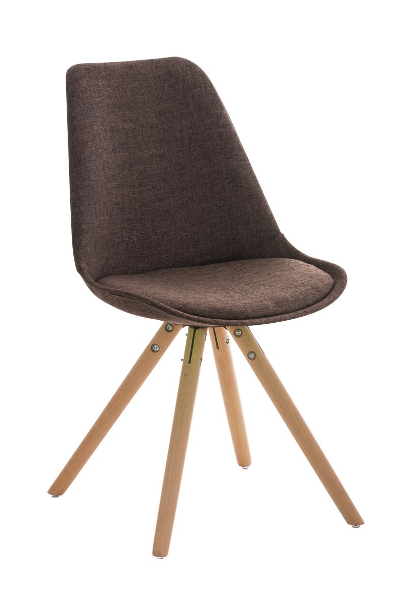 CLP Retrostuhl PEGLEG mit Stoffbezug I Gepolsterter Schalenstuhl mit Holzbeinen und einer Sitzh&ouml;he 46 cm 