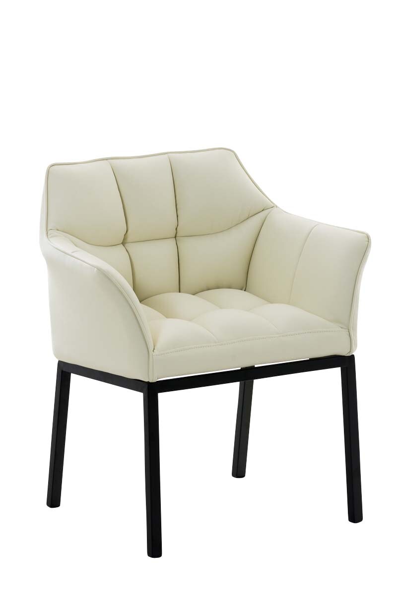 CLP Loungesessel OCTAVIA mit Kunstlederbezug I Polsterstuhl mit Armlehnen und Gestell aus Edelstahl / Metall I In vielen Farben erh&auml;ltlich 