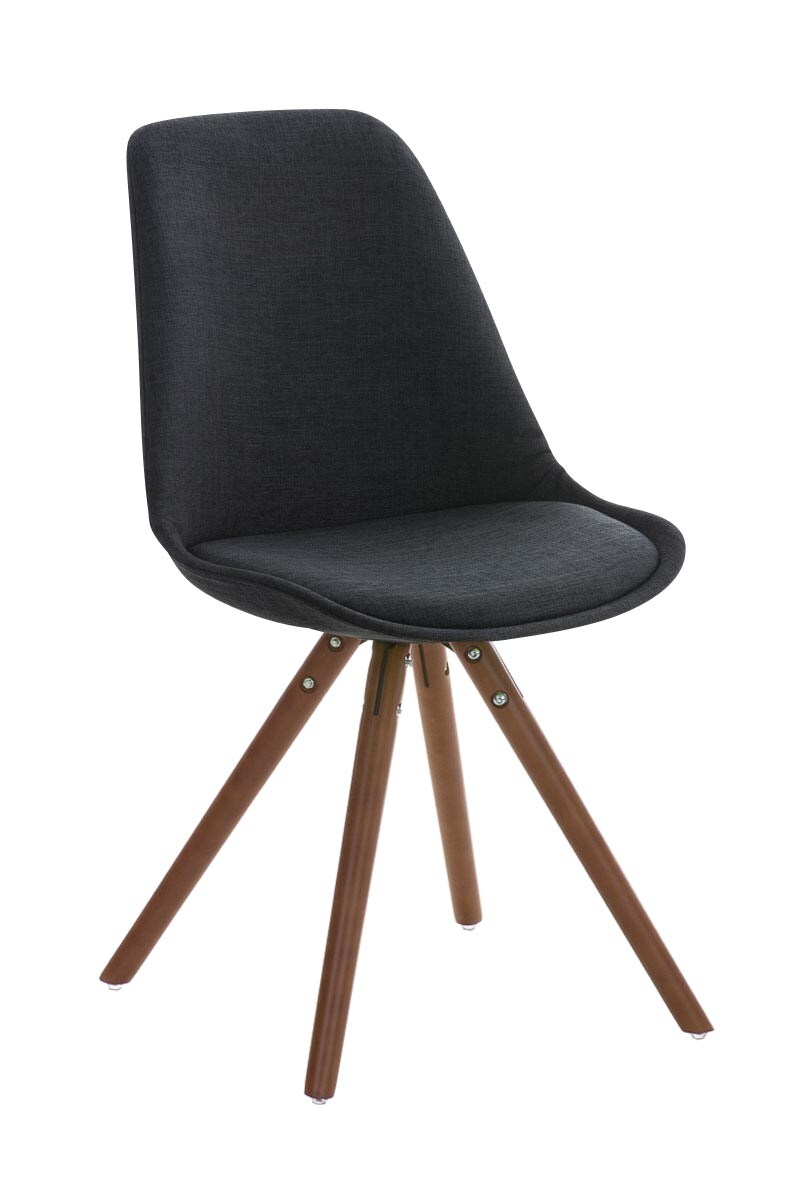 CLP Retrostuhl PEGLEG mit Stoffbezug I Gepolsterter Schalenstuhl mit Holzbeinen und einer Sitzh&ouml;he 46 cm 