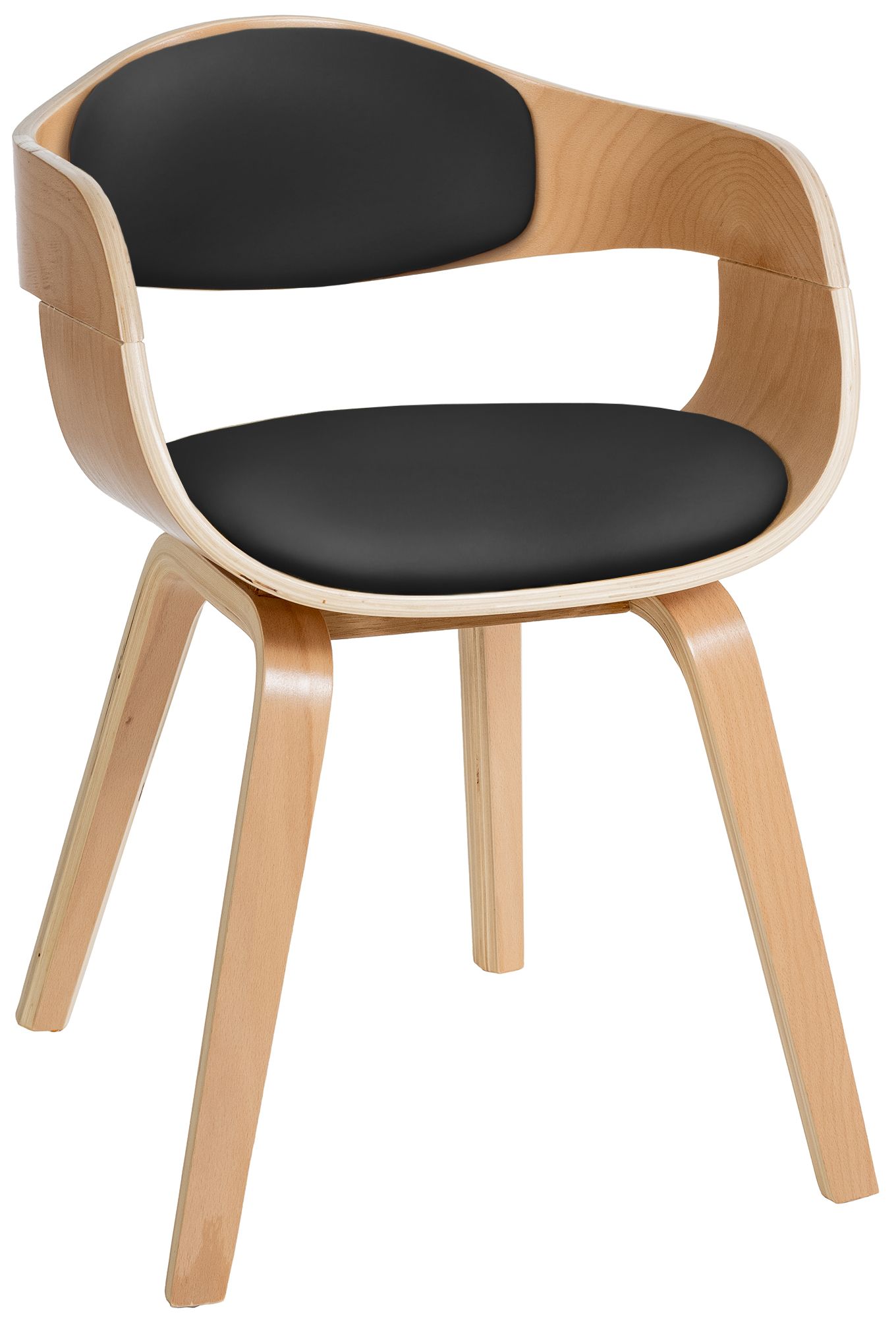 CLP Esszimmerstuhl ergonomisch Kingston, gepolsterte umlaufender R&uuml;ckenlehne, Kunstlederbezug & Holzgestell, belastbar bis 150 kg 