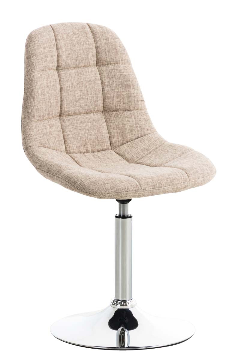 CLP Lounger EMIL mit Stoffbezug, Esszimmerstuhl mit gestepptem Sitz, Drehstuhl mit Trompetenfuß in Chromoptik,