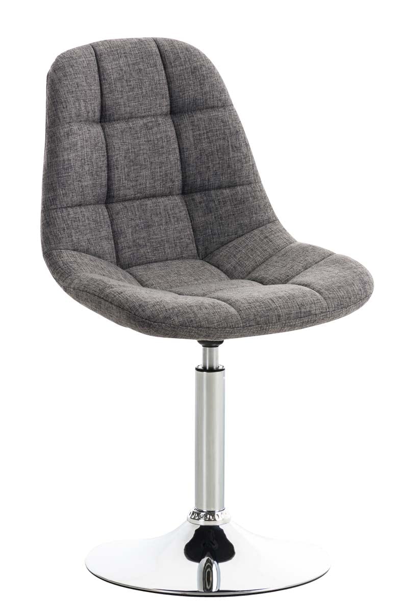 CLP Lounger EMIL mit Stoffbezug, Esszimmerstuhl mit gestepptem Sitz, Drehstuhl mit Trompetenfu&szlig; in Chromoptik, 