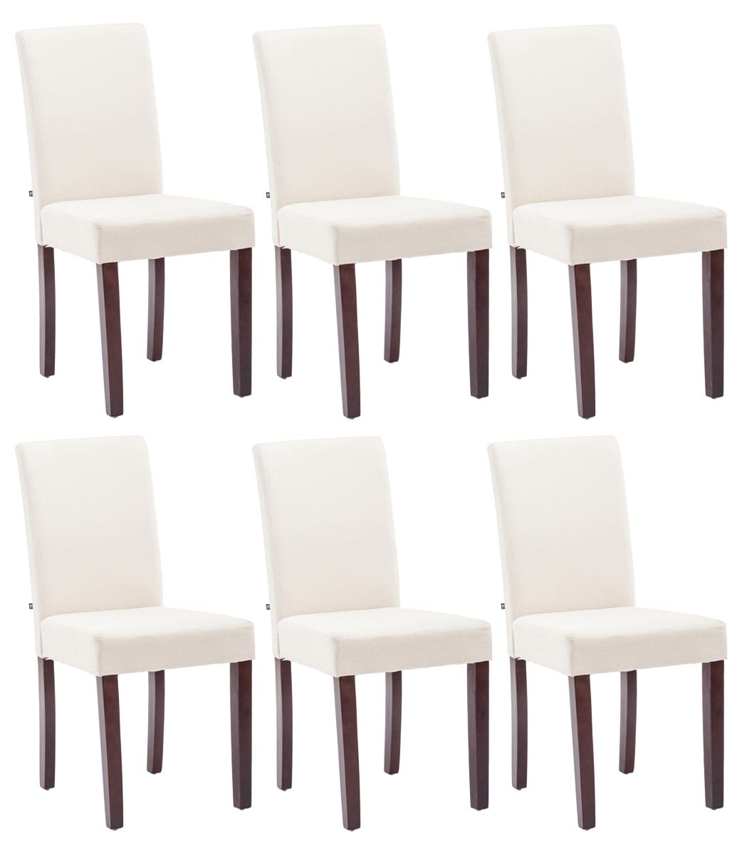 CLP 6er Set Esszimmerstuhl Ina Mit Stoffbezug I Polsterstuhl Mit Holzgestell I K&uuml;chenstuhl Mit Bodenschonern 