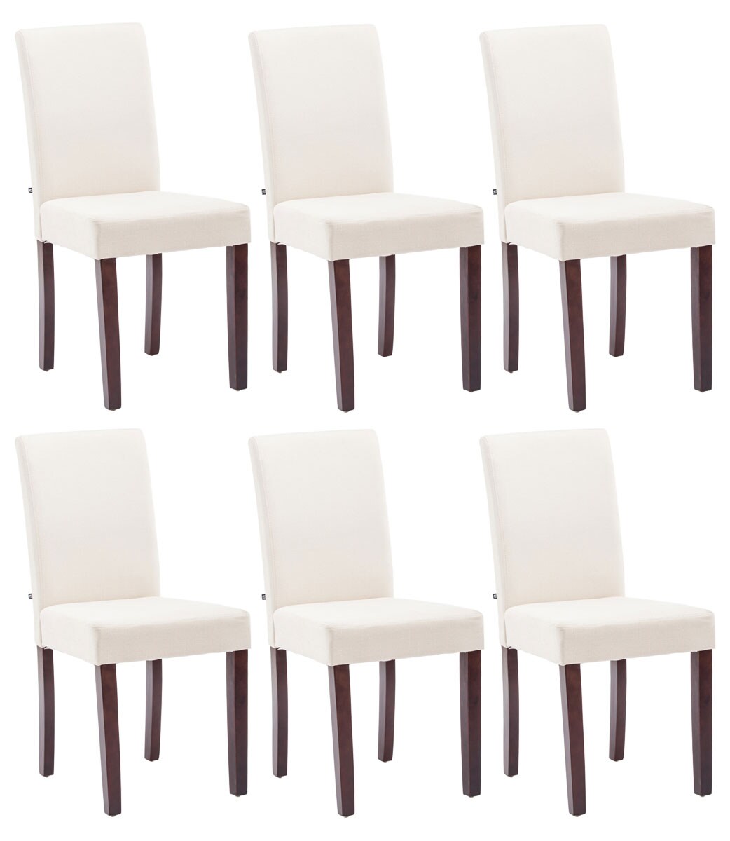 CLP 6er Set Esszimmerstuhl Ina Stoff cappuccino Farbe: creme, Gestell Farbe: cappuccino