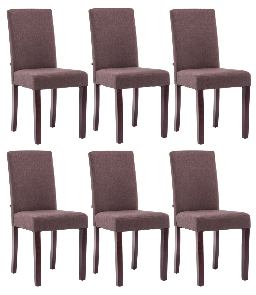 CLP 6er Set Esszimmerstuhl Ina Stoff cappuccino Farbe: braun, Gestell Farbe: cappuccino