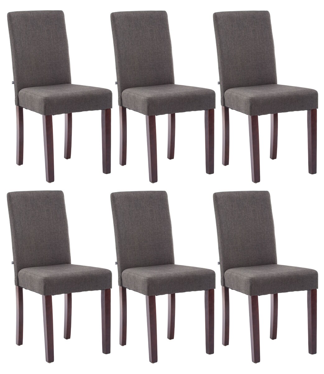 CLP 6er Set Esszimmerstuhl Ina Stoff cappuccino Farbe: dunkelgrau, Gestell Farbe: cappuccino