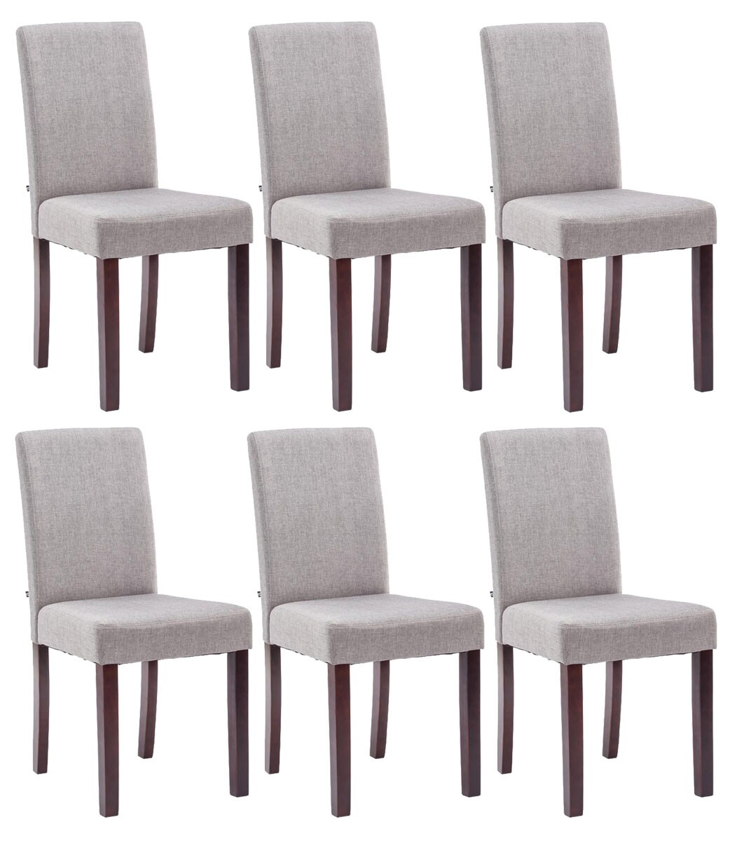 CLP 6er Set Esszimmerstuhl Ina Stoff cappuccino Farbe: hellgrau, Gestell Farbe: cappuccino
