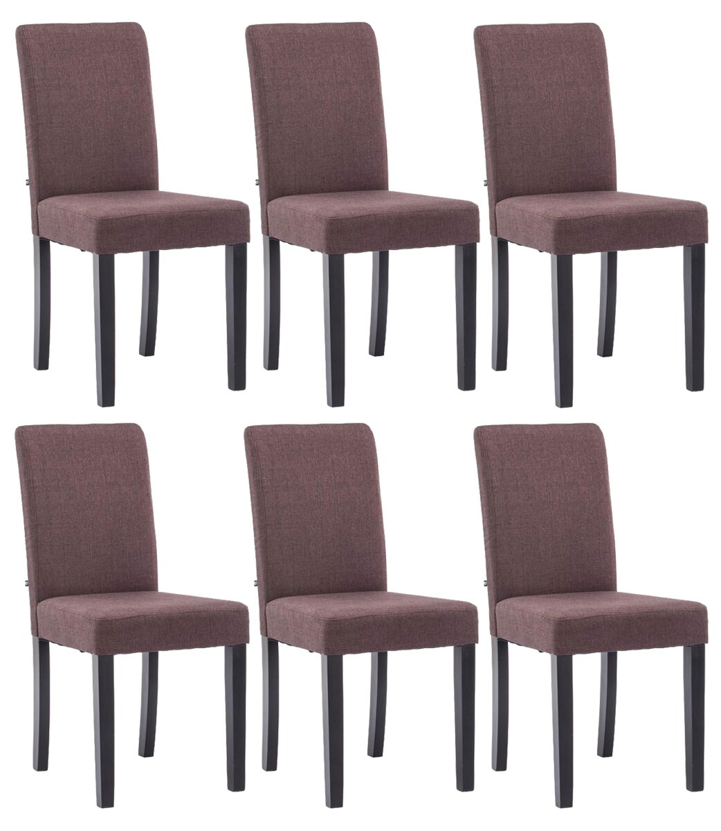 CLP 6er Set Esszimmerstuhl Ina Stoff schwarz Farbe: braun, Gestell Farbe: schwarz