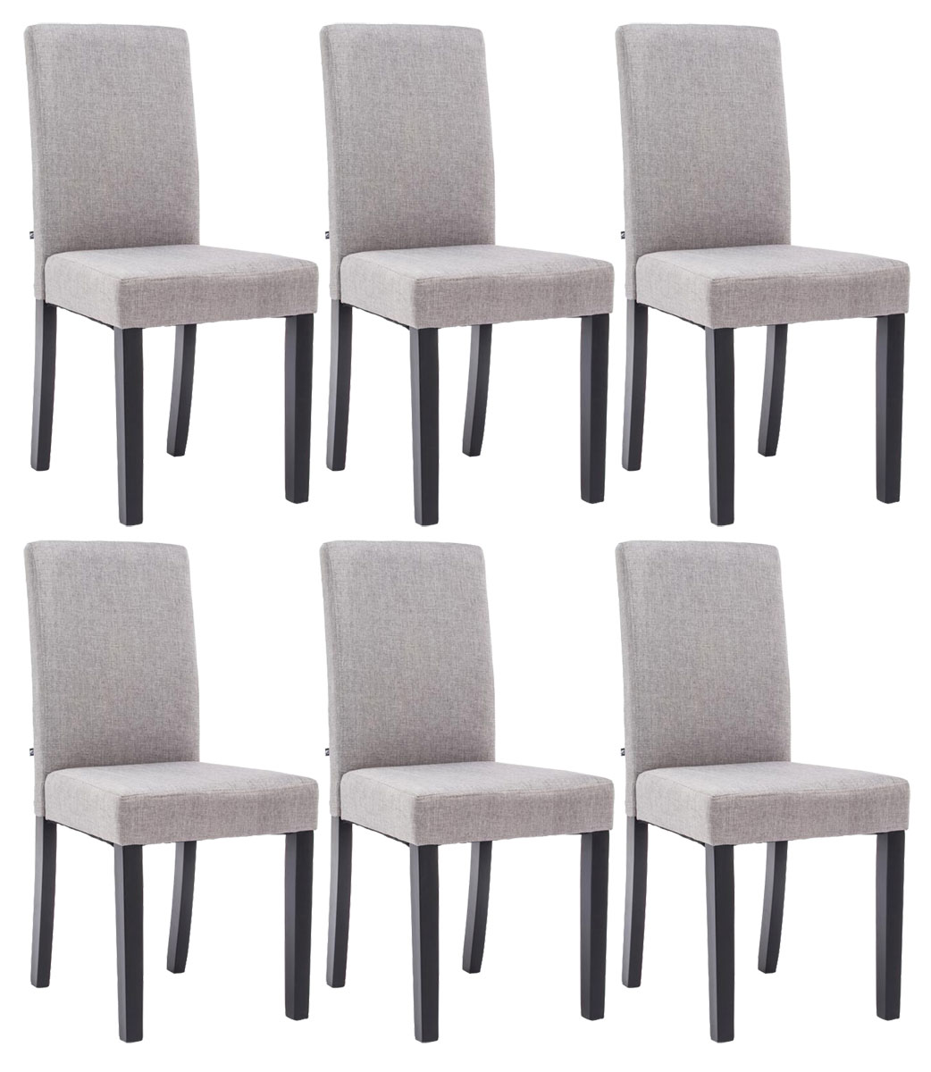 CLP 6er Set Esszimmerstuhl Ina Mit Stoffbezug I Polsterstuhl Mit Holzgestell I K&uuml;chenstuhl Mit Bodenschonern 