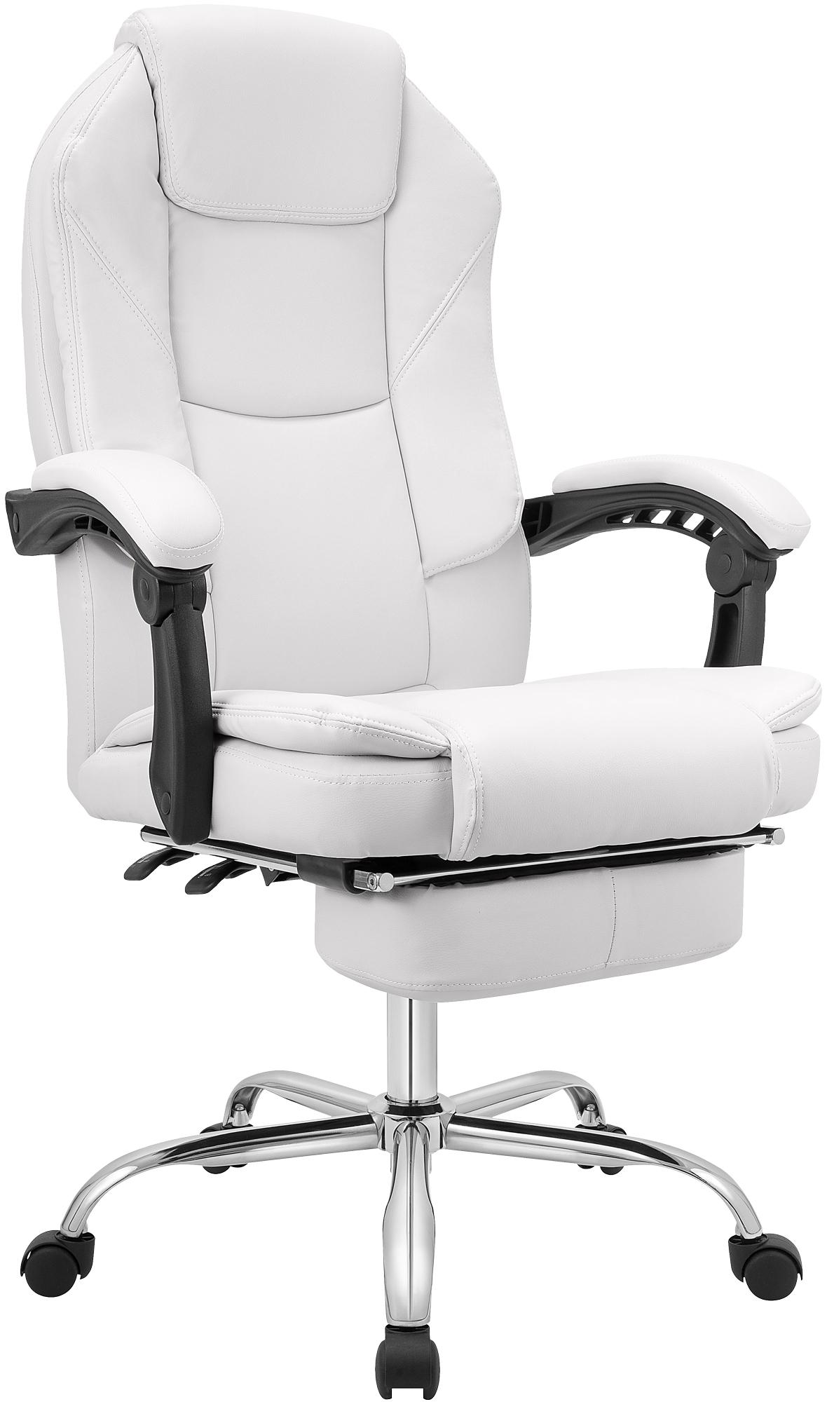 CLP B&uuml;rostuhl ergonomisch mit Fu&szlig;ablage Castle, Schreibtischstuhl gepolstert Kunstleder, Drehstuhl h&ouml;henverstellbar bis 130 kg belastbar 