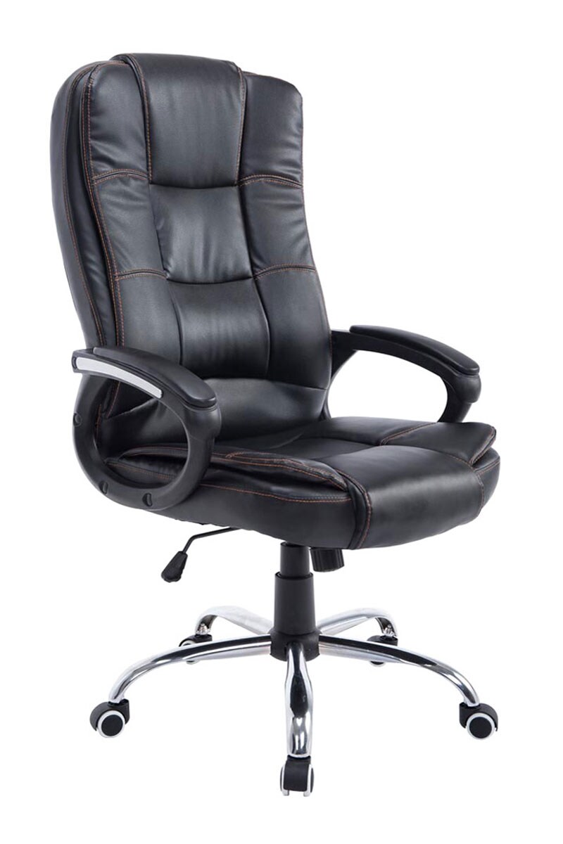 CLP Chefsessel Enno I H&ouml;henverstellbarer B&uuml;rostuhl Mit Kunstlederbezug Und Laufrollen I Gepolsterter Schreibtischstuhl Mit Wippfunktion 