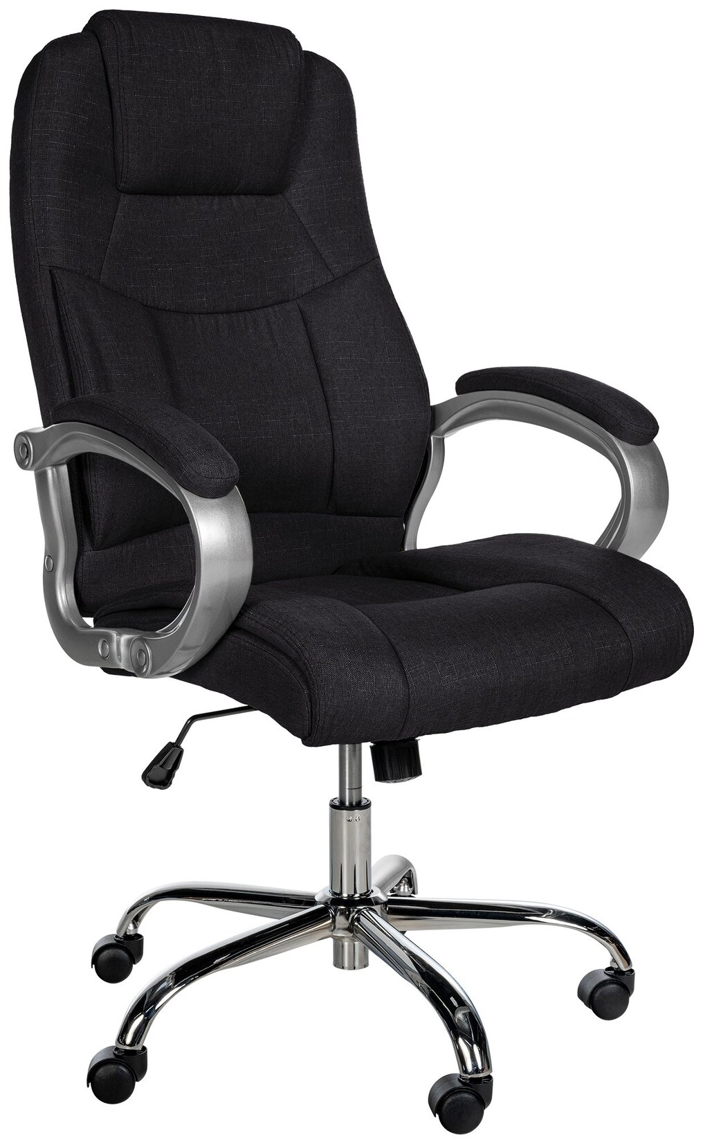 CLP Bürostuhl ergonomisch Apoll XL, höhenverstellbar drehbar, mit Armlehnen und Wippmechanismus, Stoffbezug schwarz, Schreibtischstuhl für …