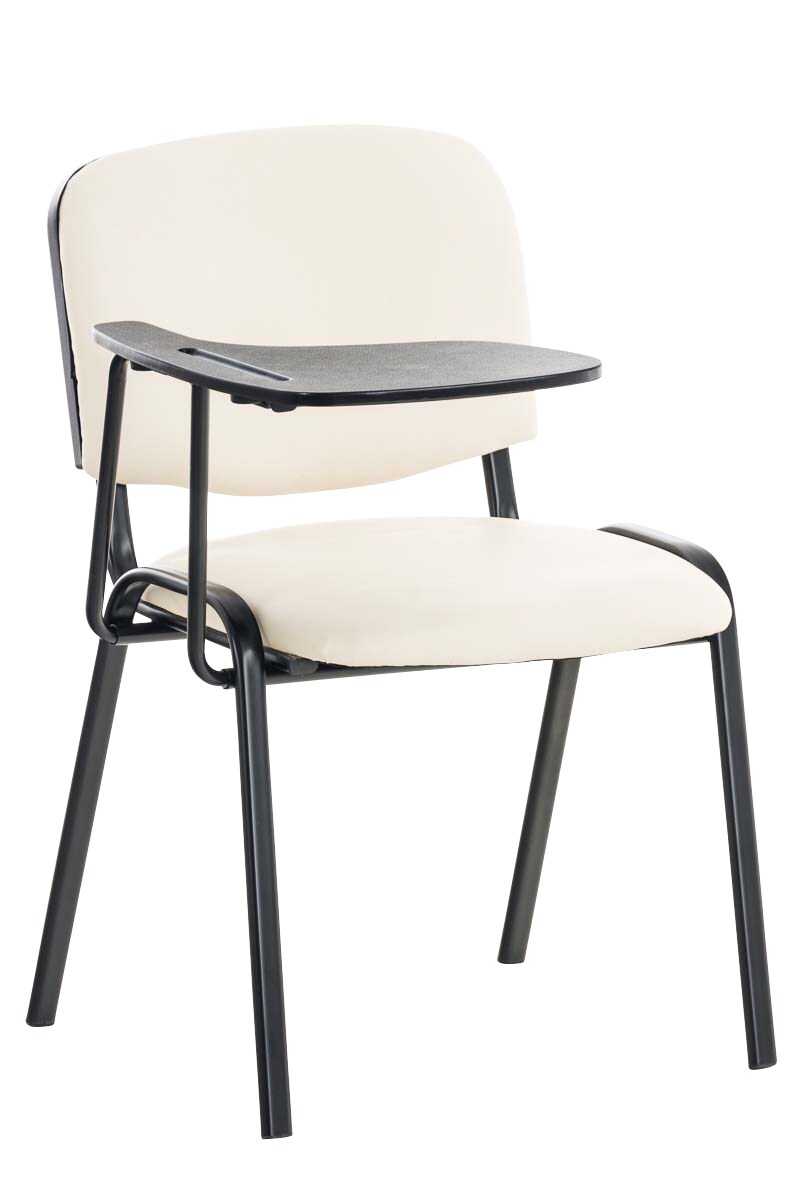 CLP Besucherstuhl KEN mit Klapptisch | Robuster Konferenzstuhl mit gepolsterter Sitzfl&auml;che und Kunstlederbezug 