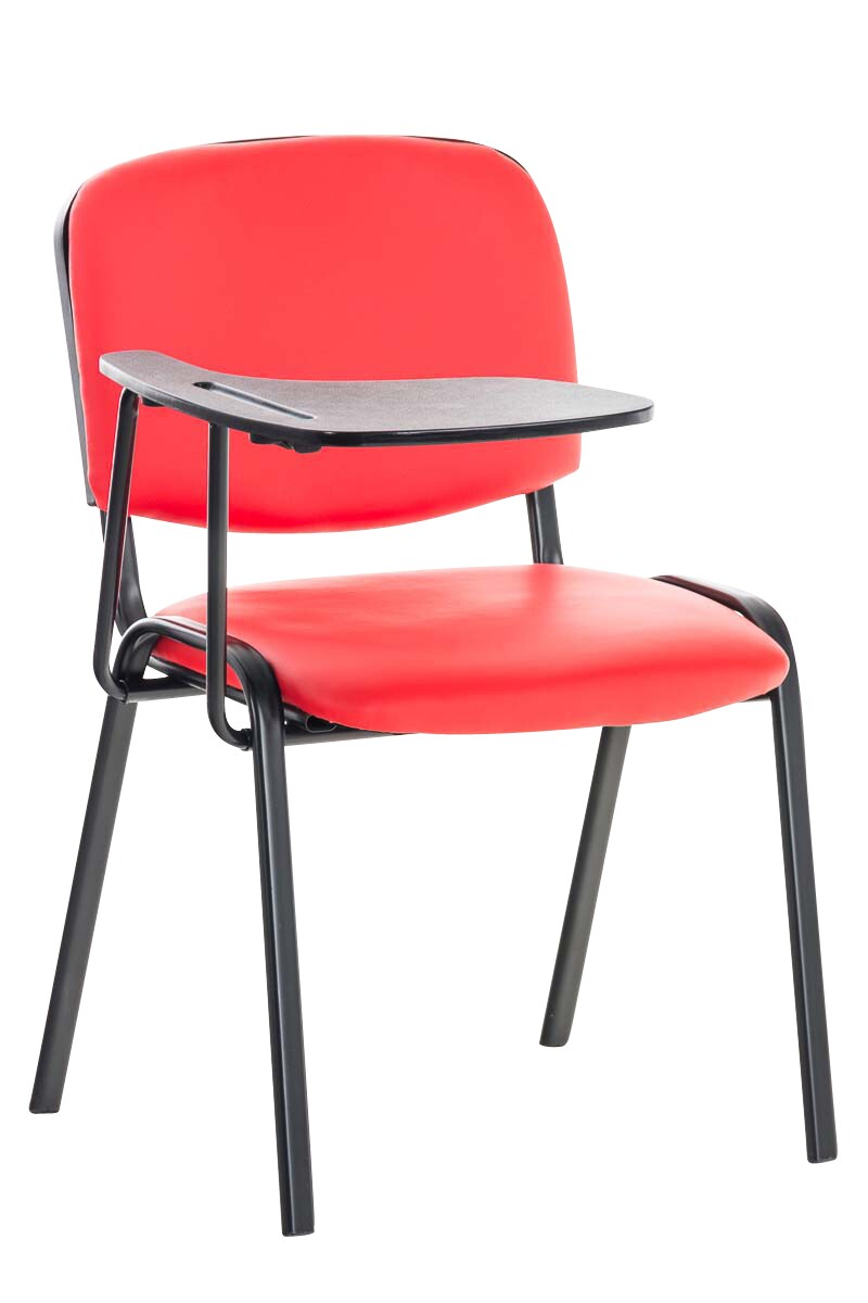 CLP Besucherstuhl KEN mit Klapptisch | Robuster Konferenzstuhl mit gepolsterter Sitzfl&auml;che und Kunstlederbezug 