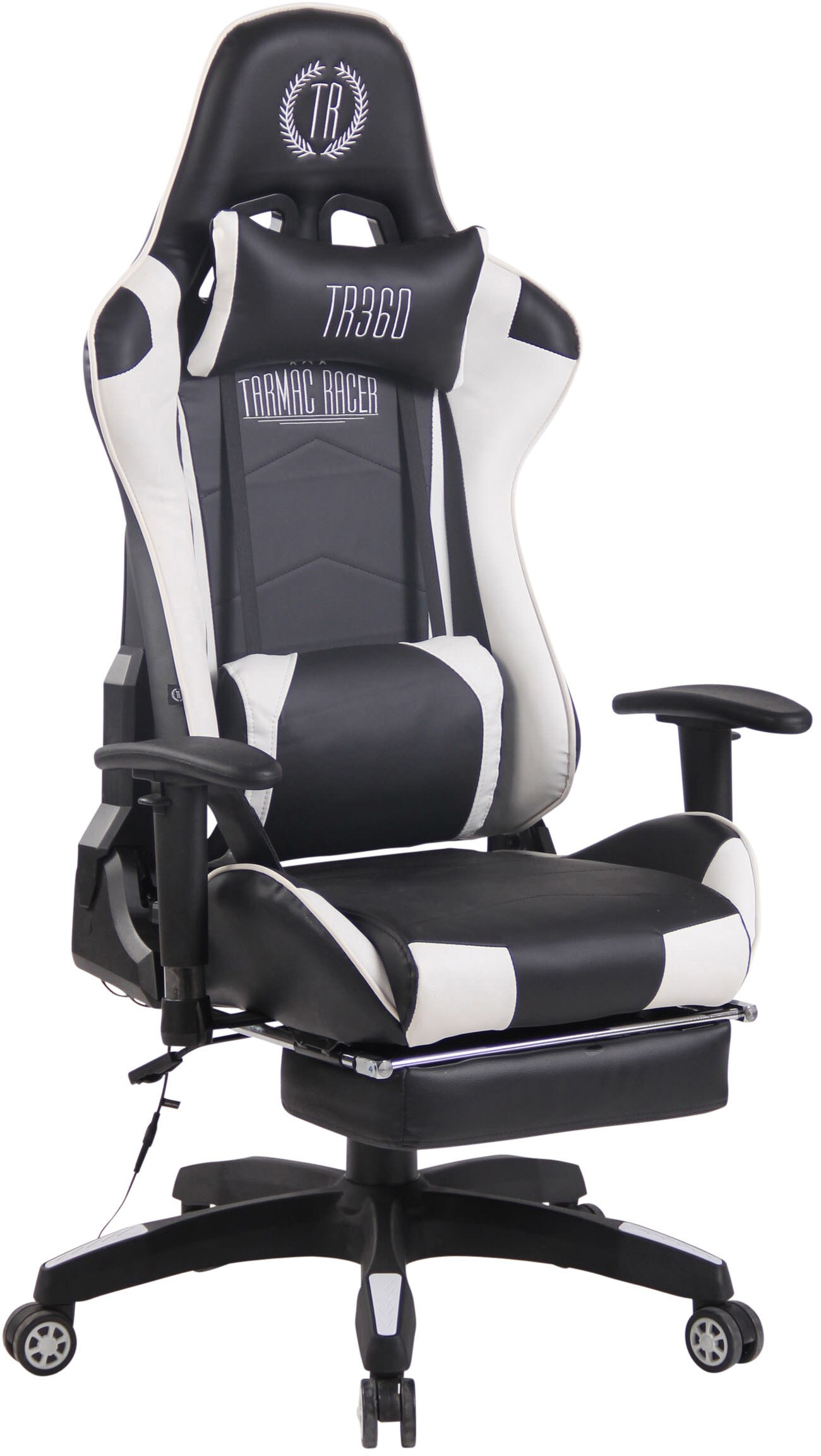 CLP Gaming B&uuml;rostuhl TURBO Kunstleder mit Massagefunktion l H&ouml;henverstellbarer B&uuml;rostuhl mit ausziehbarer Fu&szlig;ablage und beheizbarem Sitzbereich 