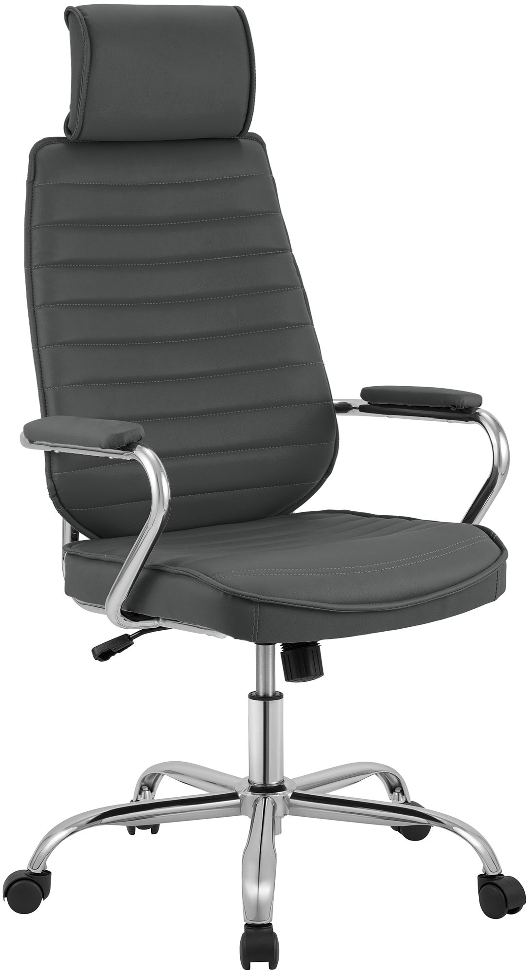 CLP B&uuml;rostuhl ergonomisch Rako, Schreibtischstuhl h&ouml;henverstellbar drehbar Kunstleder, R&uuml;ckenlehne mit Kopfst&uuml;tze, Armlehnen gepolstert 