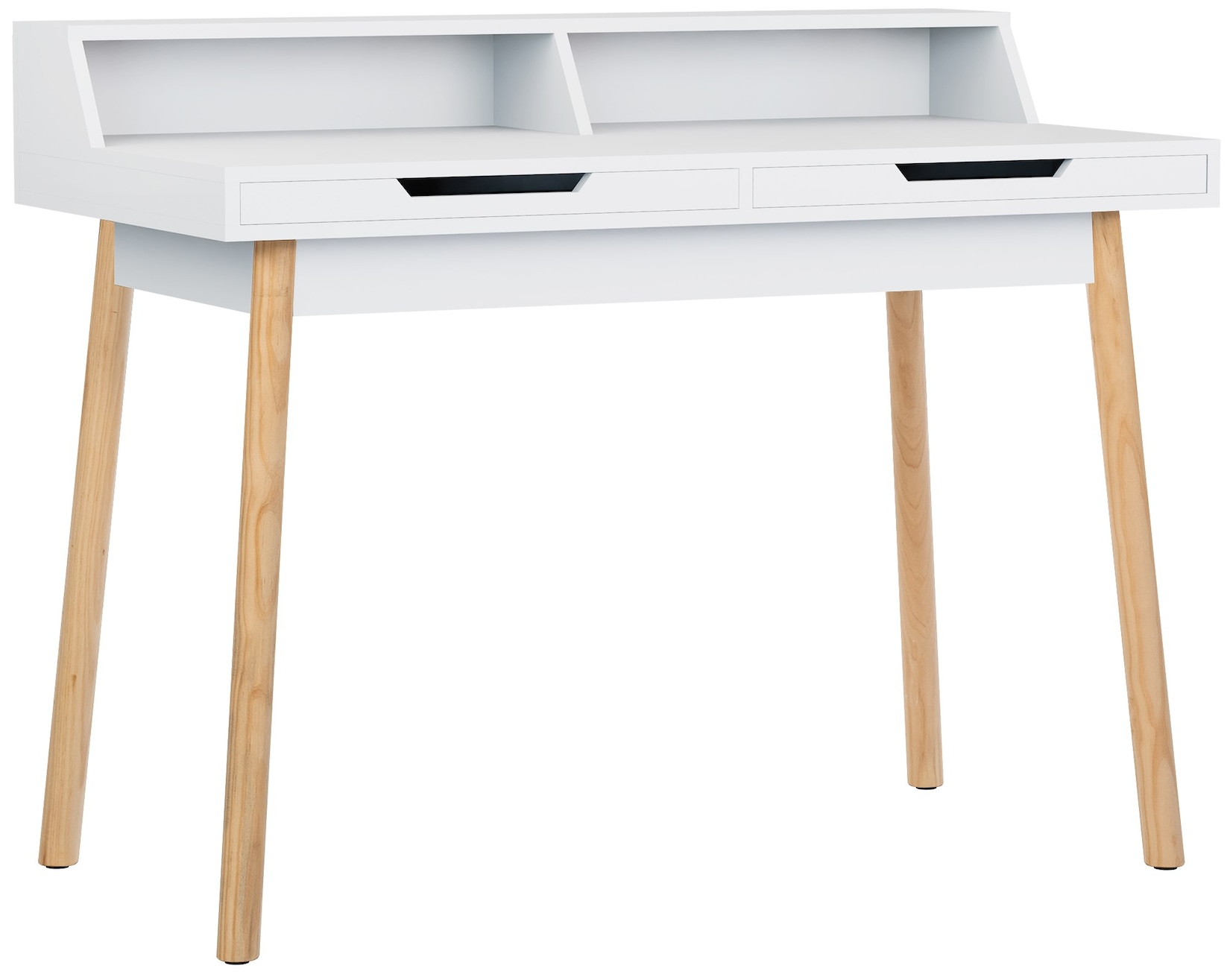 Table de bureau Secrétaire Eaton en MDF Piètement Bois de Chêne , Blanc /110 cm