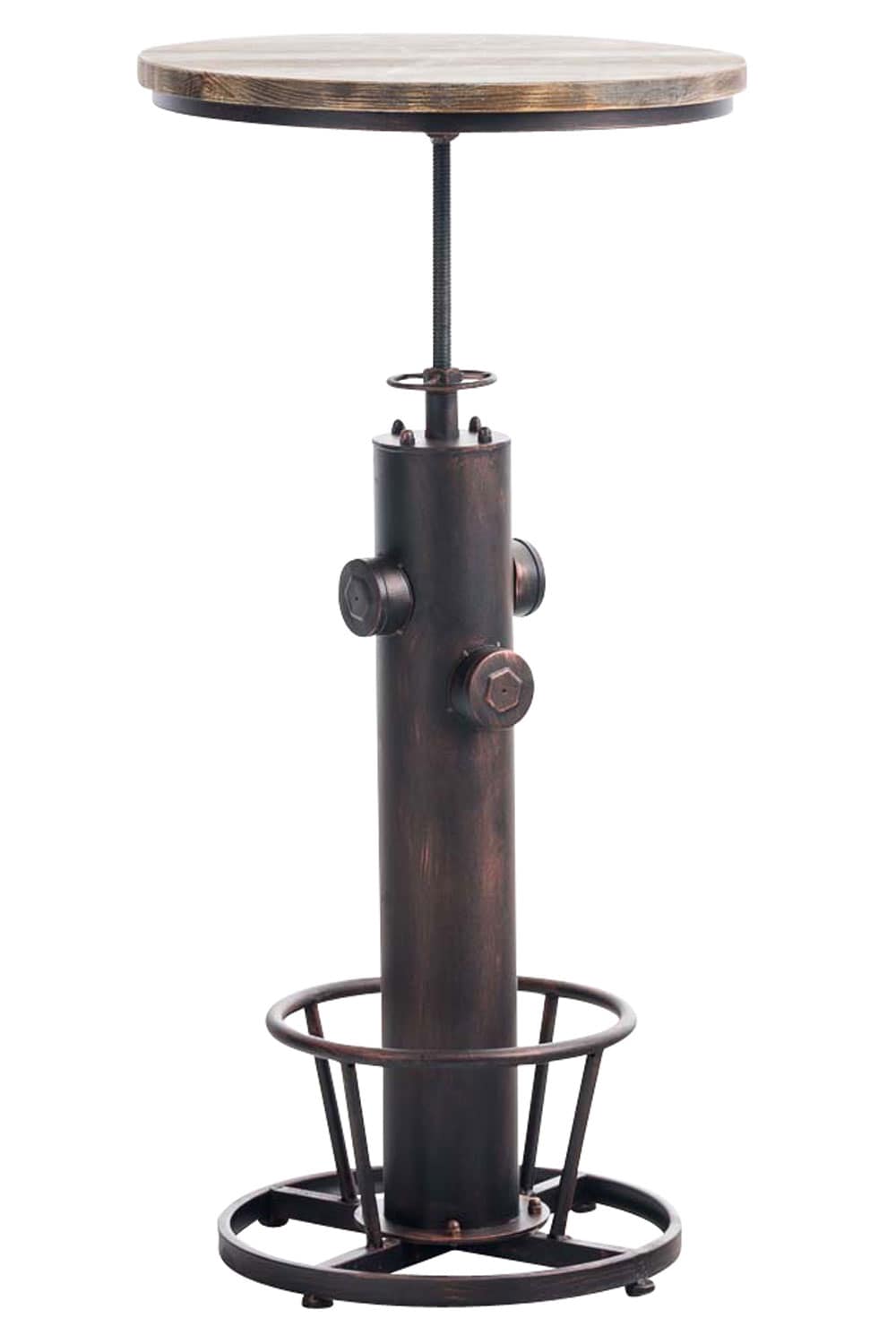 CLP Stehtisch Ruhr I H&ouml;henverstellbarer Bartisch mit Fu&szlig;ablage I Tischgestell aus Metall und Tischplatte aus Kiefernholz 