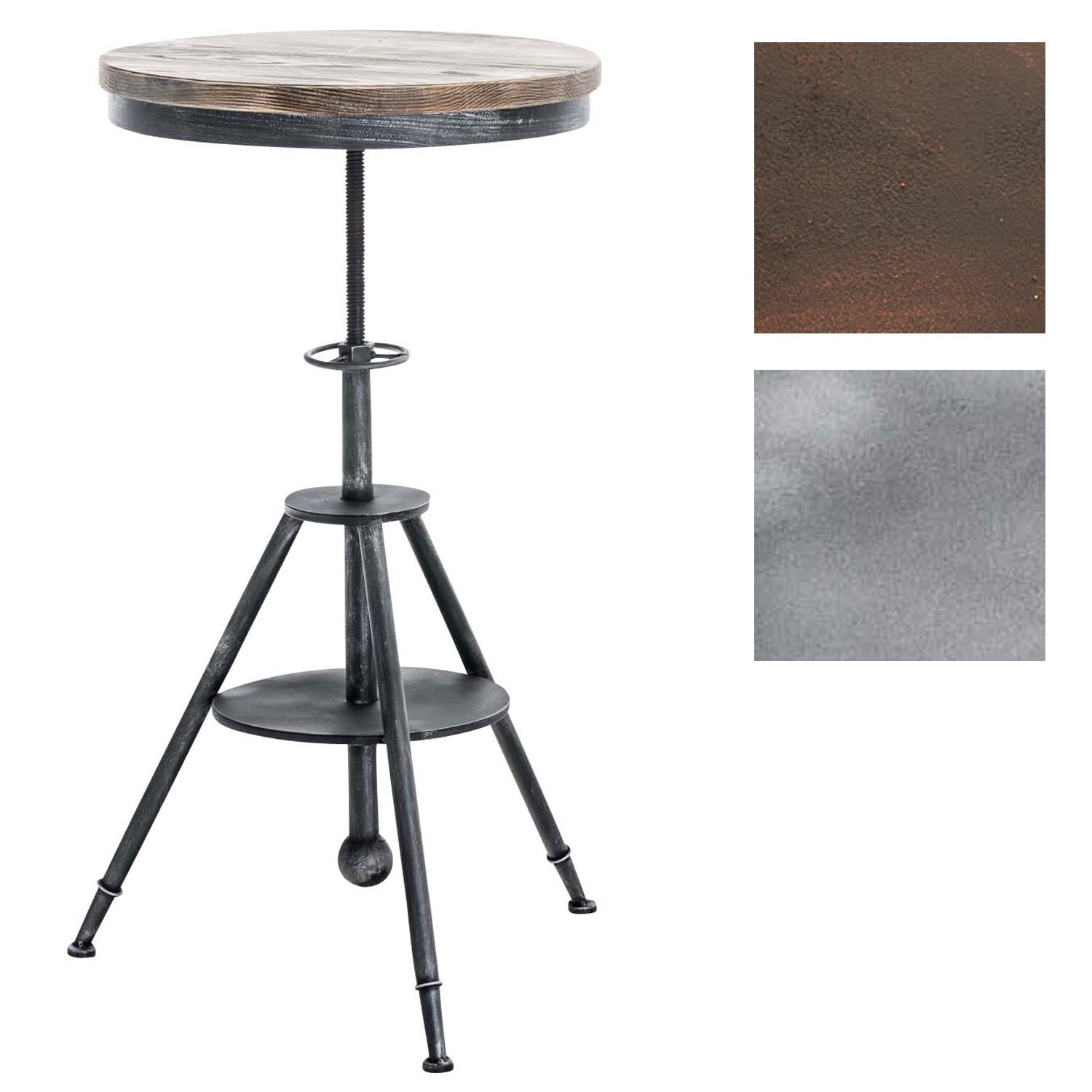 CLP Bartisch Moko Mit Holztischplatte Und Metallgestell I Runder Stehtisch Im Industrial Design | H&ouml;henverstellbarer Bistrotisch 