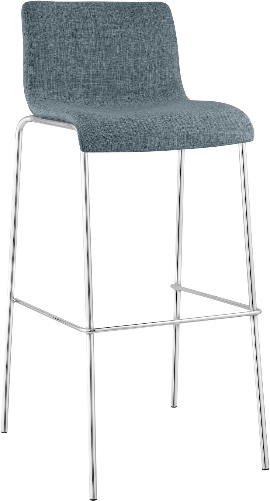 CLP Barhocker Hoover Stoff 4-Fuß Gestell Chrom Farbe: blau, Gestell Farbe: chrom