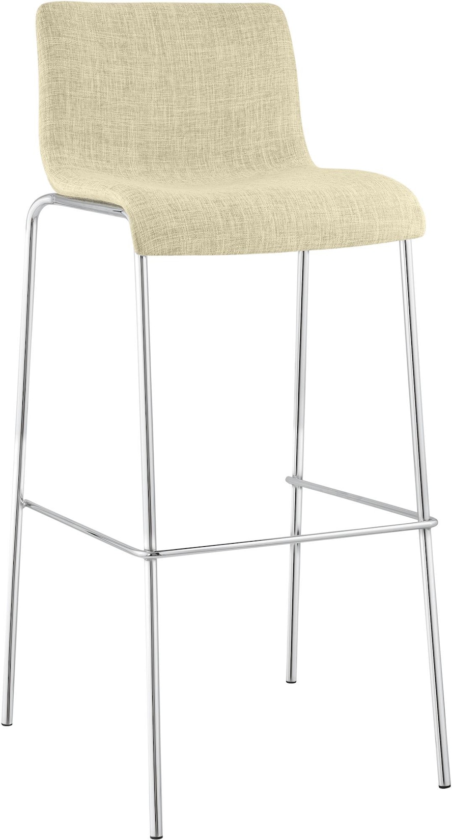 CLP Barhocker Hoover Stoff 4-Fuß Gestell Chrom Farbe: creme, Gestell Farbe: chrom