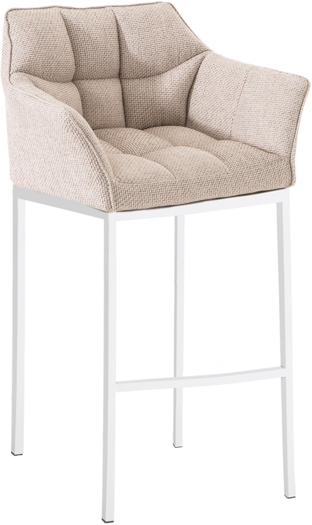 CLP Barhocker mit Lehne Damaso, Barstuhl gepolstert mit Stoffbezug, Vierfu&szlig;gestell aus Metall, Tresenhocker bis 240 kg belastbar 