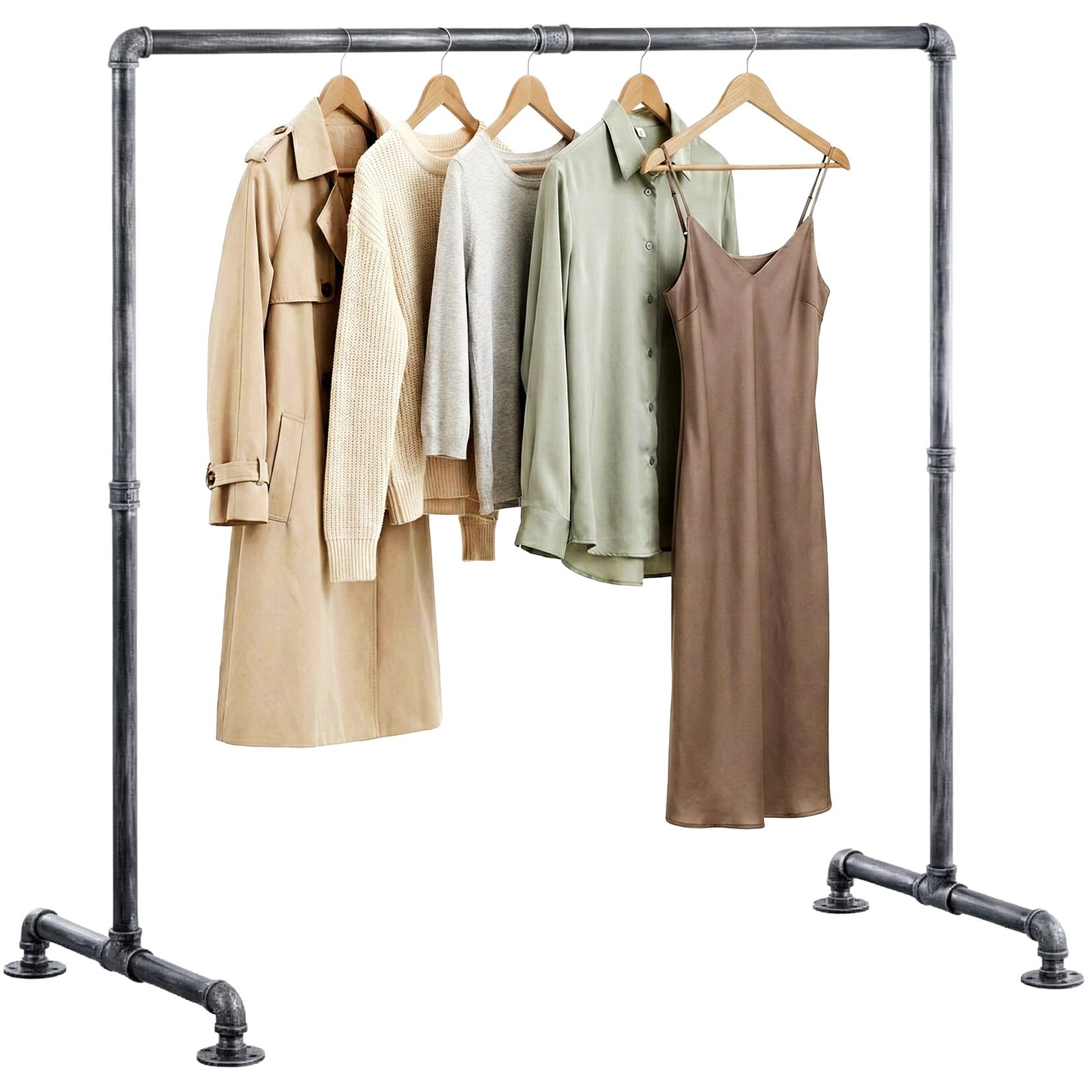 CLP Kleiderständer stabil Jersey, freistehend breitenverstellbar, Kleiderstange aus Metall im Industrial Design, Garderobenständer