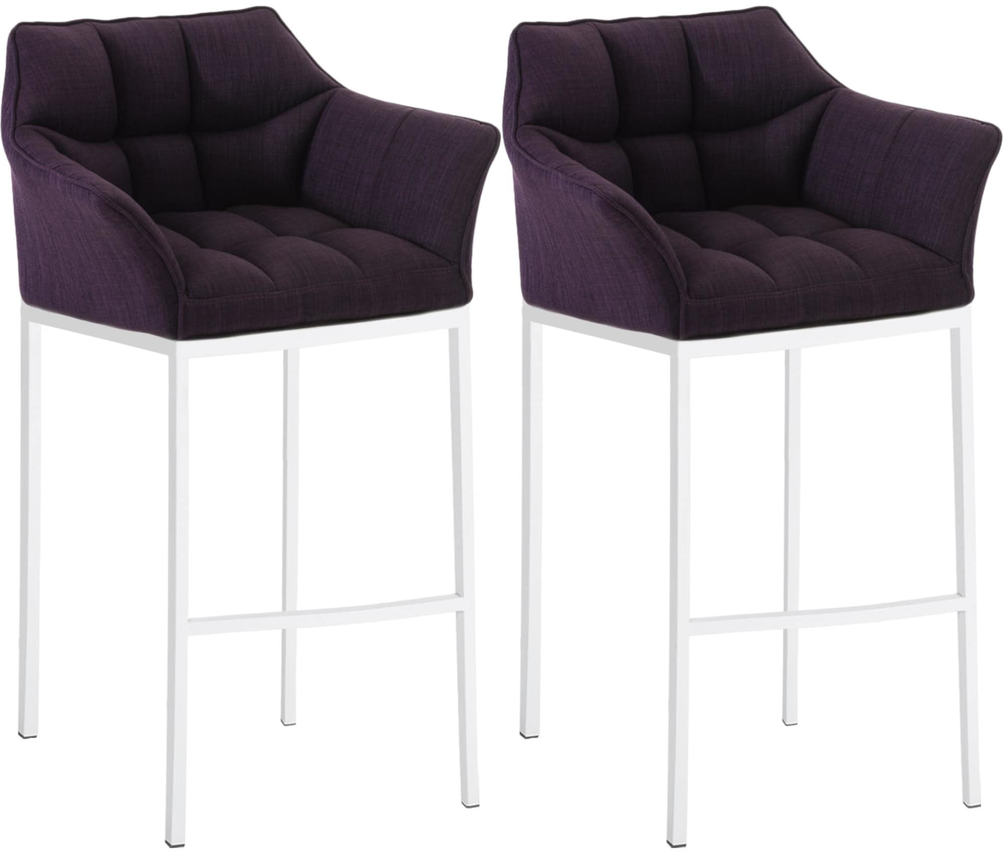 CLP Barhocker 2er Set mit Lehne Damaso, Barst&uuml;hle gepolstert mit Stoffbezug, Vierfu&szlig;gestelle aus Metall, Tresenhocker bis 240 kg belastbar 