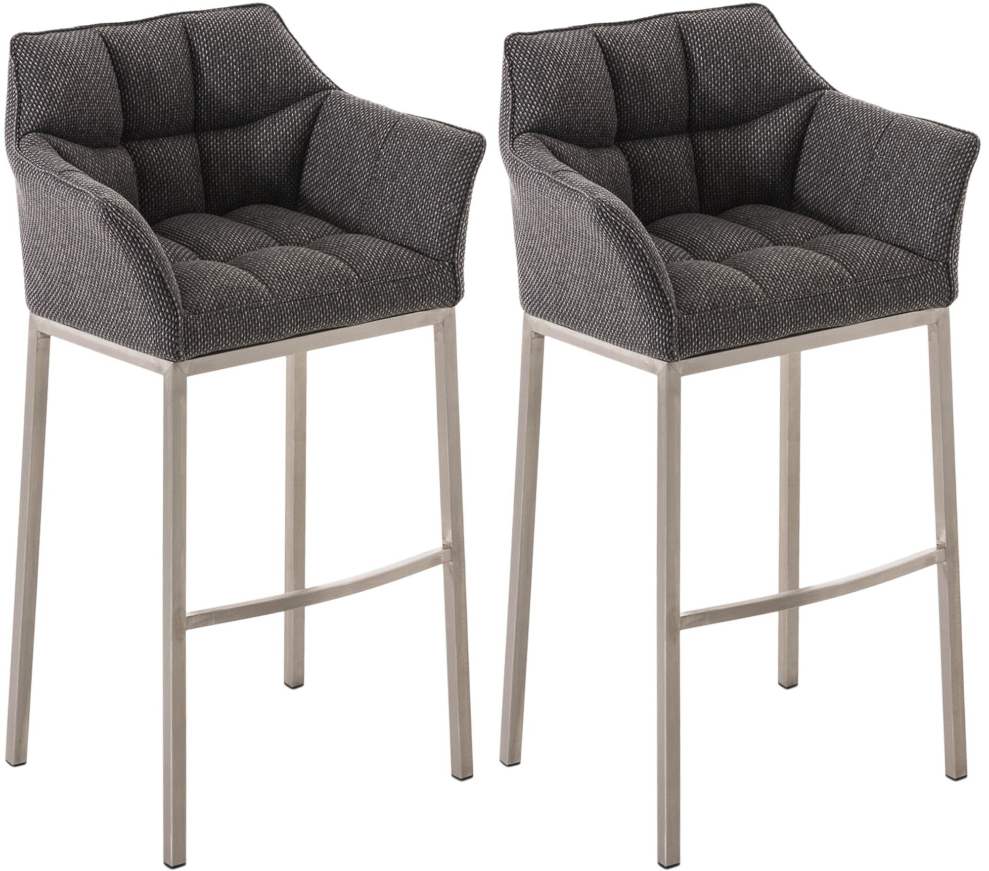 CLP Barhocker 2er Set mit Lehne Damaso, Barst&uuml;hle gepolstert mit Stoffbezug, Vierfu&szlig;gestelle aus Metall, Tresenhocker bis 240 kg belastbar 