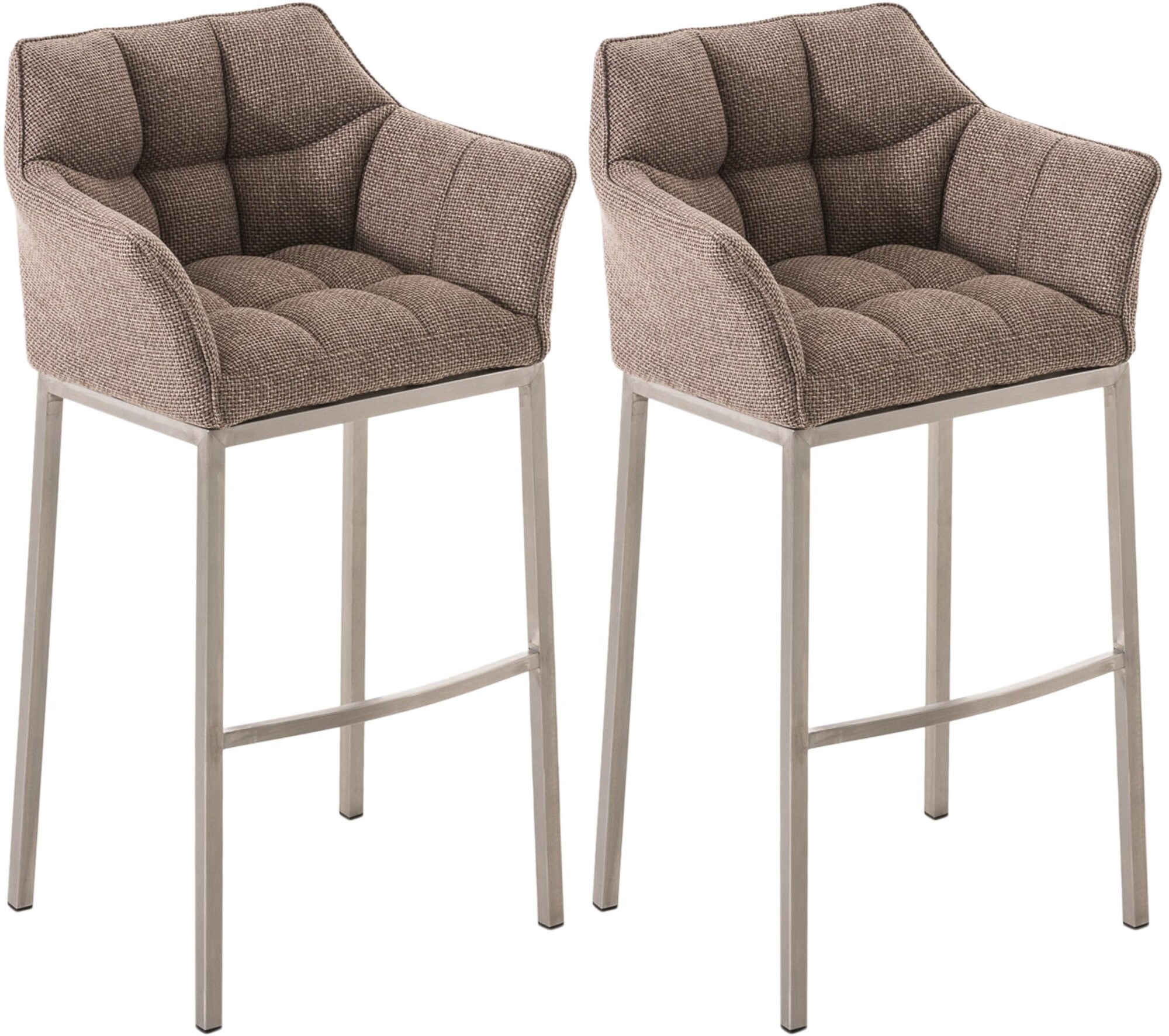 CLP Barhocker 2er Set mit Lehne Damaso, Barst&uuml;hle gepolstert mit Stoffbezug, Vierfu&szlig;gestelle aus Metall, Tresenhocker bis 240 kg belastbar 