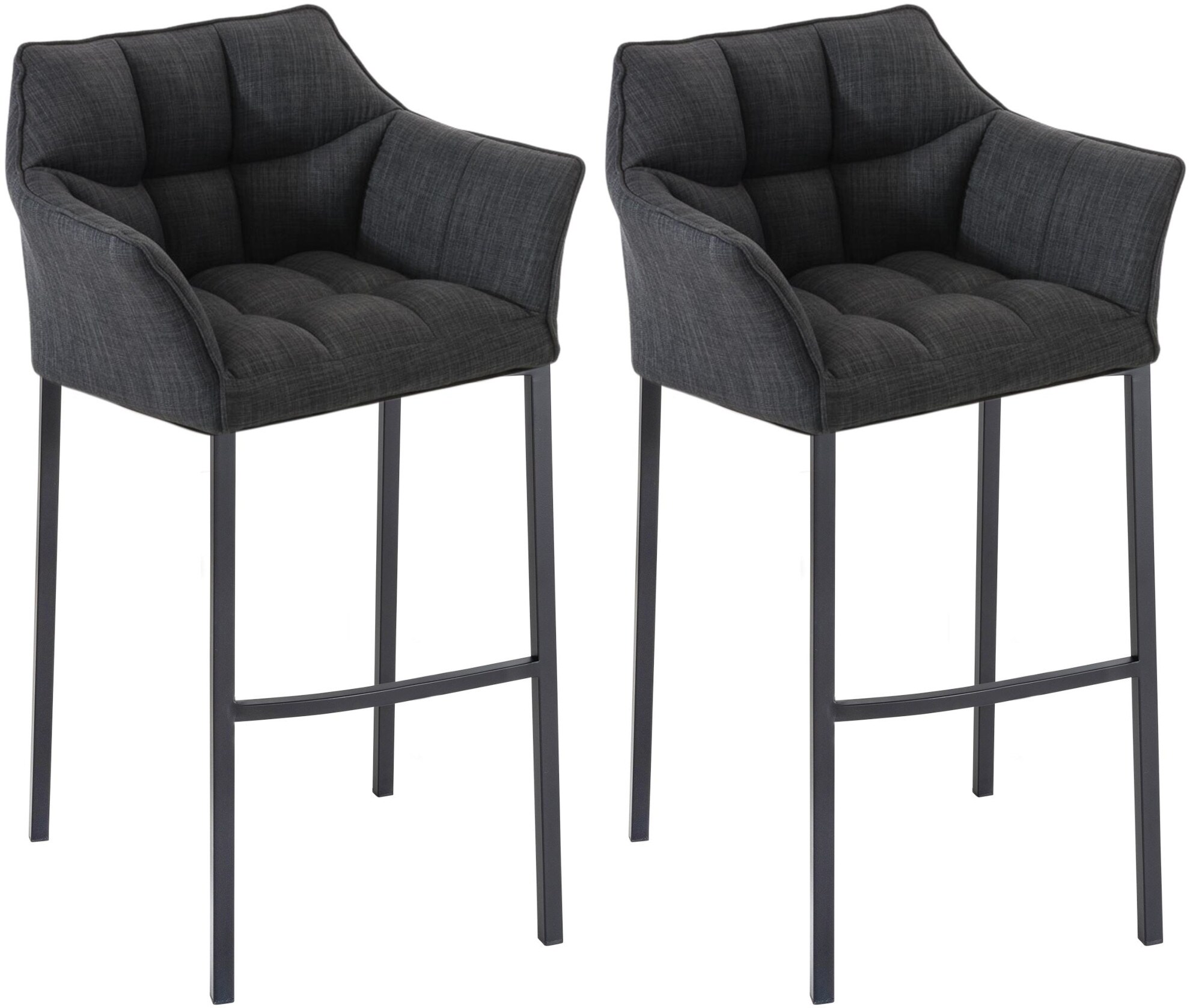 CLP Barhocker 2er Set mit Lehne Damaso, Barst&uuml;hle gepolstert mit Stoffbezug, Vierfu&szlig;gestelle aus Metall, Tresenhocker bis 240 kg belastbar 