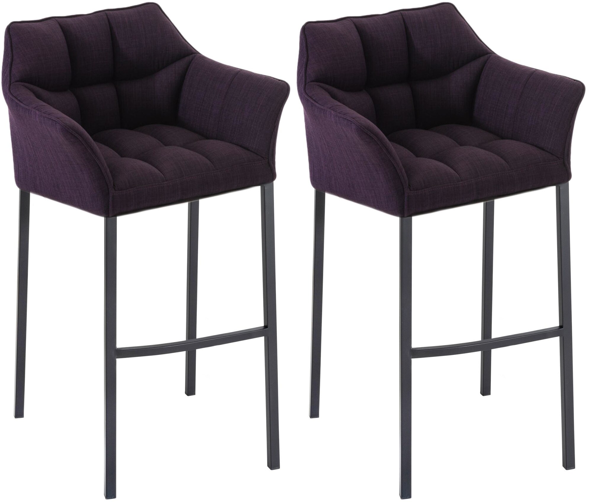 CLP Barhocker 2er Set mit Lehne Damaso, Barst&uuml;hle gepolstert mit Stoffbezug, Vierfu&szlig;gestelle aus Metall, Tresenhocker bis 240 kg belastbar 