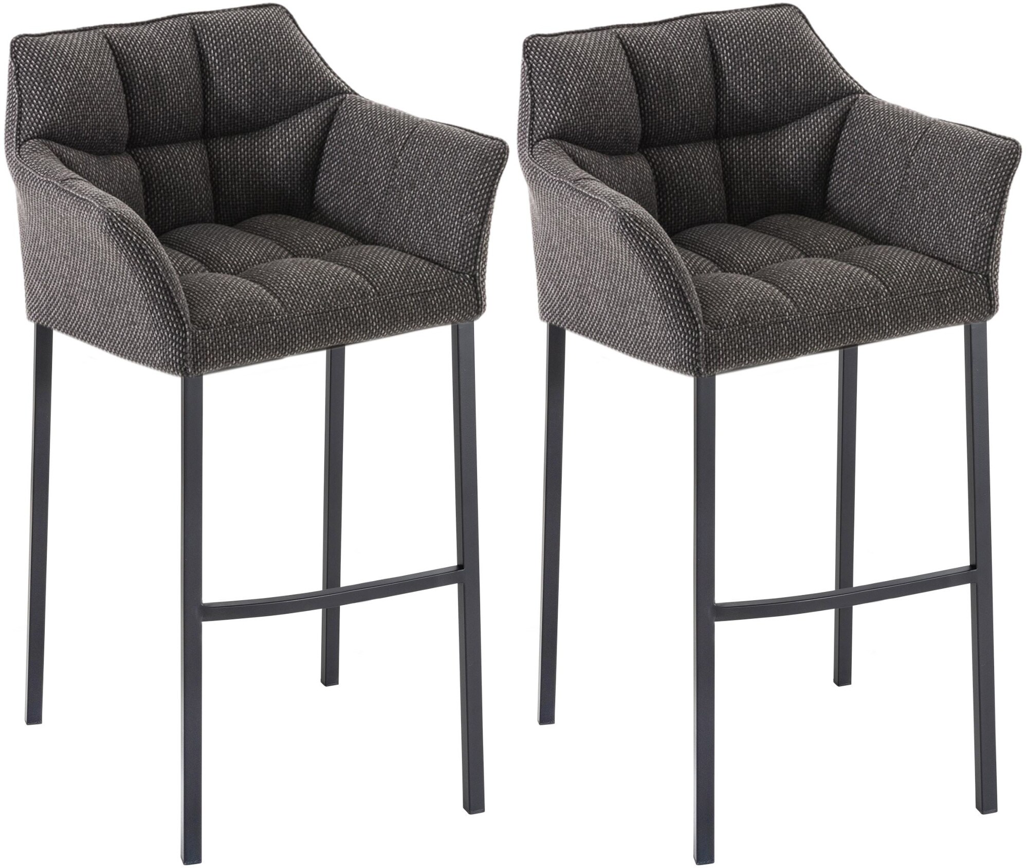 CLP Barhocker 2er Set mit Lehne Damaso, Barst&uuml;hle gepolstert mit Stoffbezug, Vierfu&szlig;gestelle aus Metall, Tresenhocker bis 240 kg belastbar 