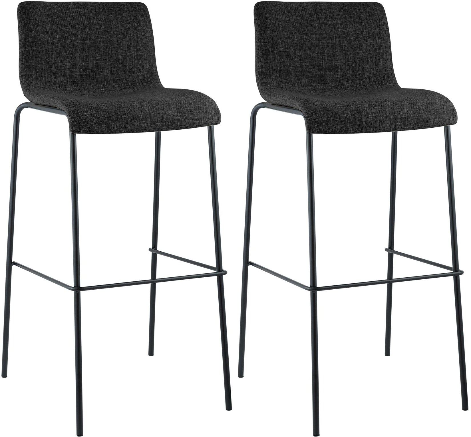 CLP 2er Set Barhocker Hoover Stoff 4-Fuß Gestell schwarz Farbe: dunkelgrau, Gestell Farbe: schwarz