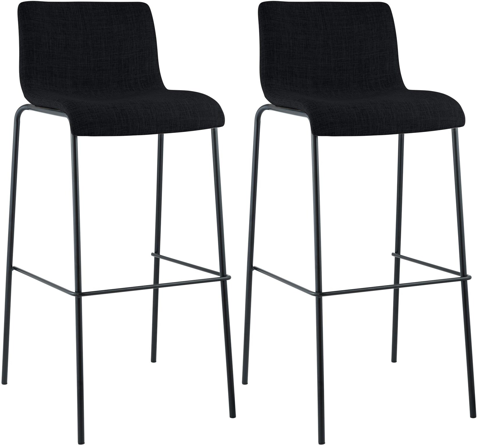 CLP 2er Set Barhocker Hoover Stoff 4-Fuß Gestell schwarz Farbe: schwarz, Gestell Farbe: schwarz