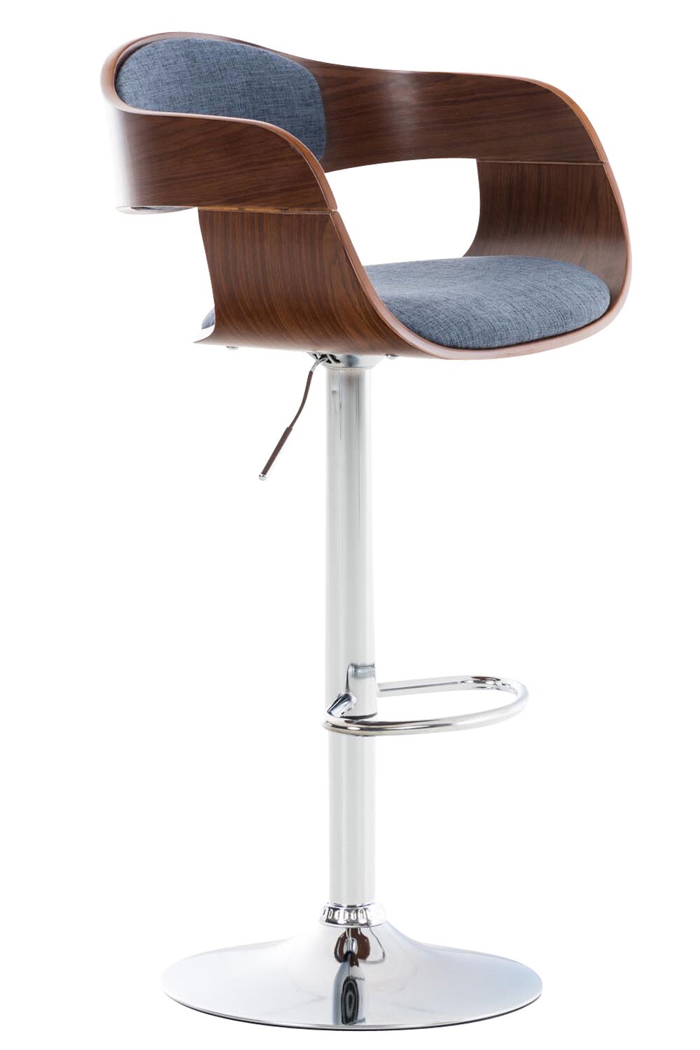 CLP Barhocker Kingston C Stoff Farbe: walnuss/blau