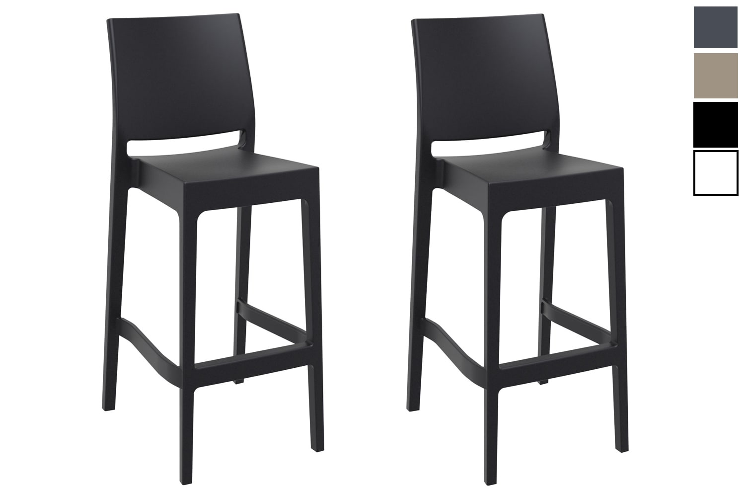 CLP 2er Set Barhocker Maya Aus Wetterbest&auml;ndigem Kunststoff I 2x Tresenhocker Mit Fu&szlig;st&uuml;tze Und Hoher R&uuml;ckenlehne 