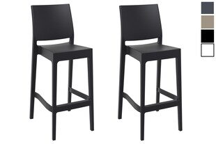 CLP 2er Set Barhocker Maya Aus Wetterbeständigem Kunststoff I 2x Tresenhocker Mit Fußstütze Und Hoher Rückenlehne 