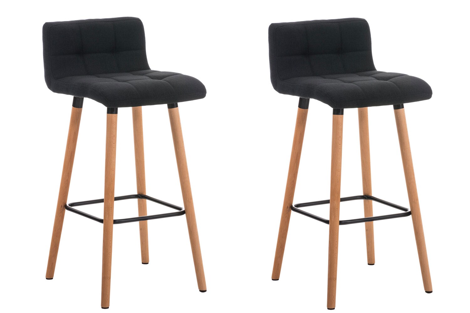 CLP 2er Set Barhocker Lincoln Stoff natura Farbe: dunkelgrau, Gestell Farbe: natur