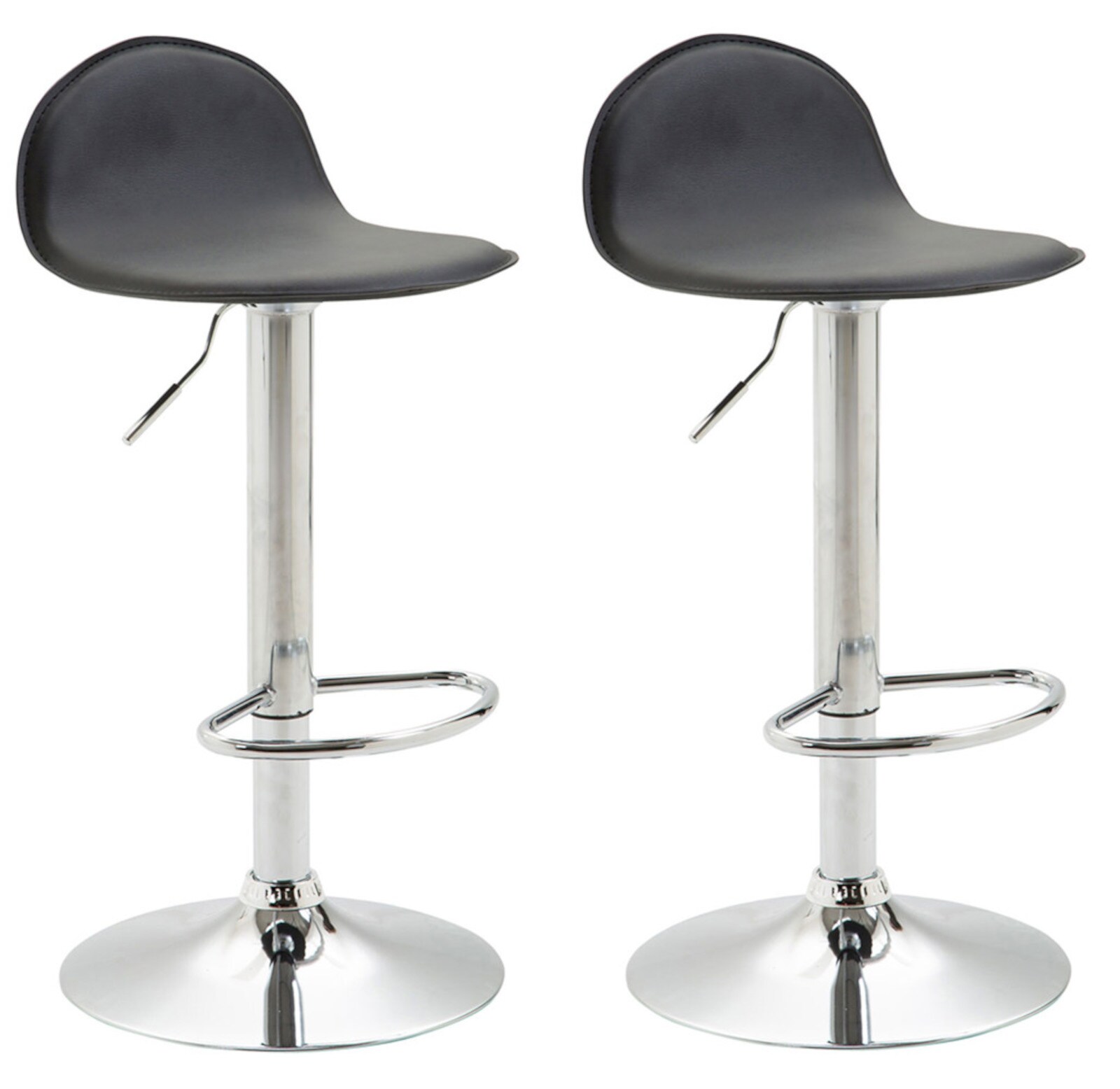 CLP 2er Set Barhocker Lana V2 Mit Kunstlederbezug I 2 x Höhenverstellbarer Barstuhl Mit Lehne