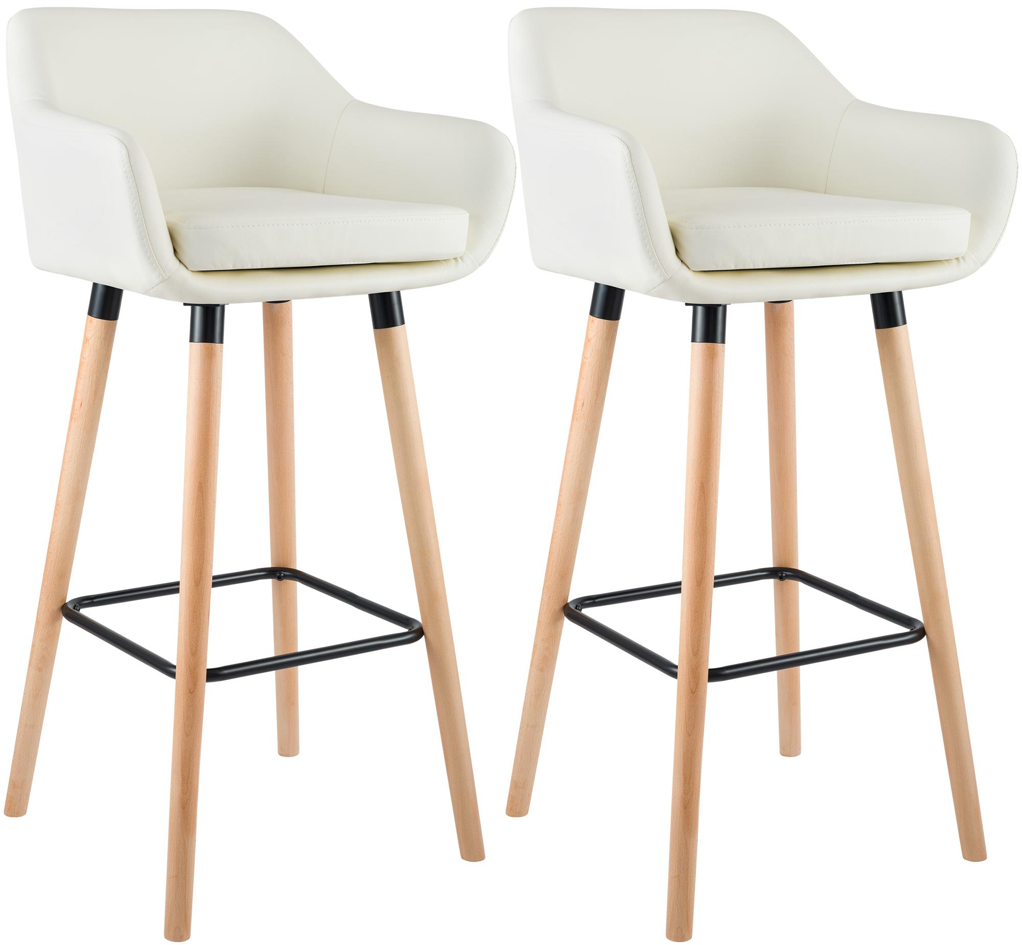 CLP 2er Set Barhocker Grant Kunstleder - Farbe: creme 