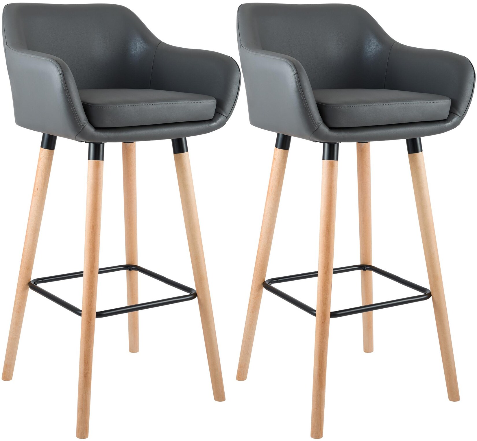 CLP 2er Set Barhocker Grant Kunstleder Farbe: grau