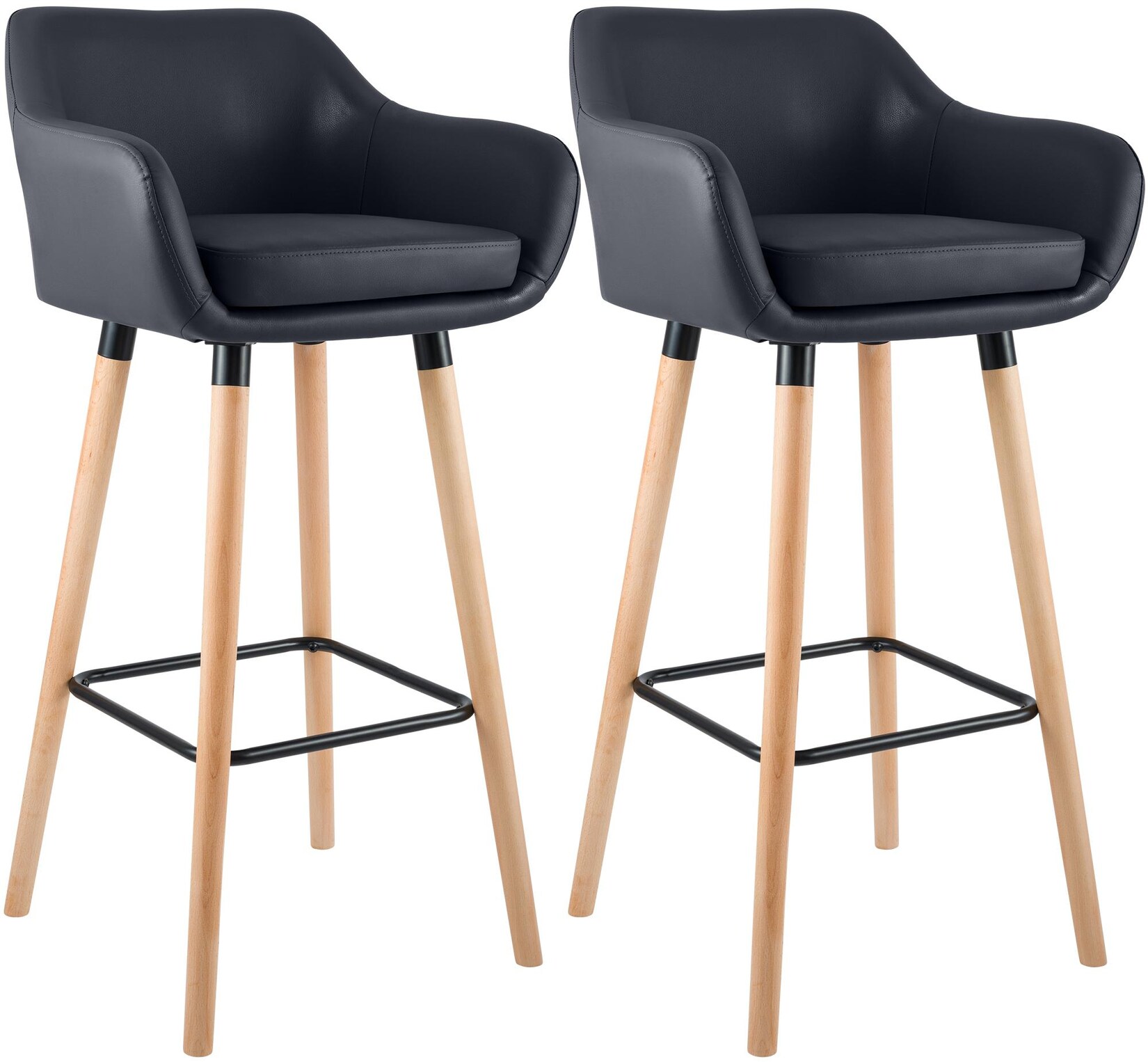 CLP 2er Set Barhocker Grant Kunstleder Farbe: schwarz
