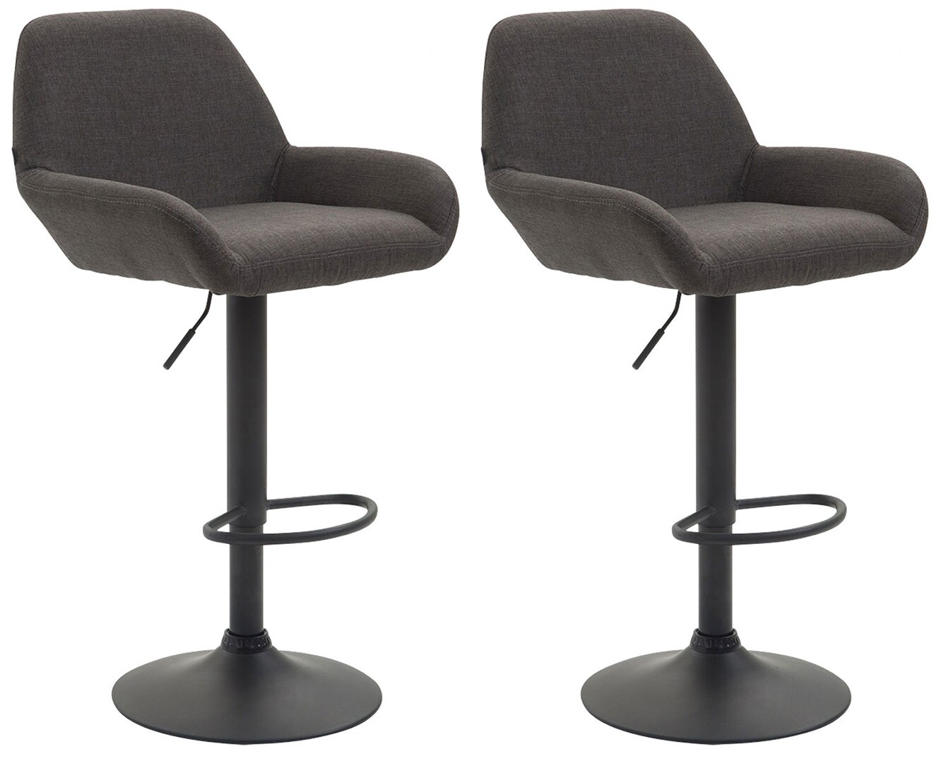 CLP 2er Set Barhocker Braga Stoff schwarz Farbe: dunkelgrau, Gestell Farbe: schwarz