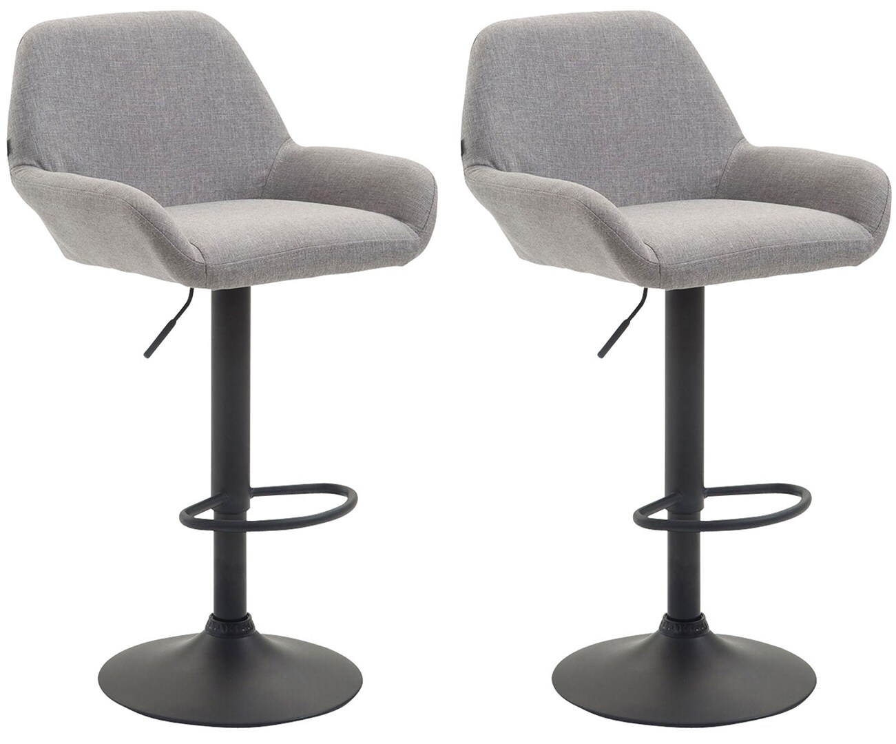 CLP 2er Set Barhocker Braga Stoff schwarz Farbe: grau, Gestell Farbe: schwarz