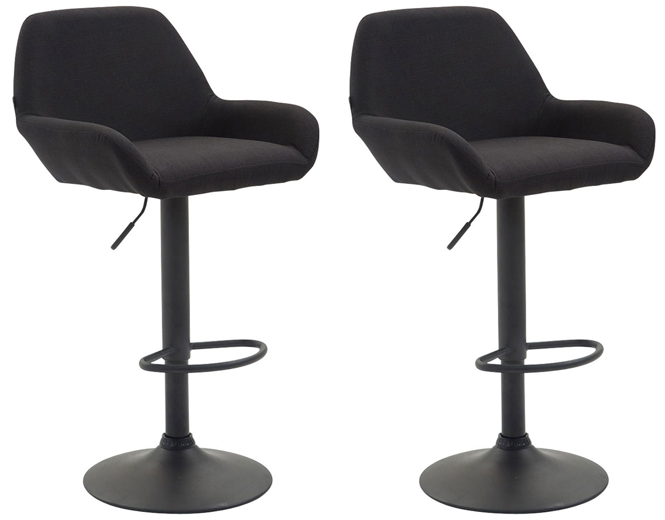 CLP 2er Set Barhocker h&ouml;henverstellbar Braga, mit Stoffbezug und R&uuml;ckenlehne, Metallgestell mit Fu&szlig;st&uuml;tze, Thekenhocker 