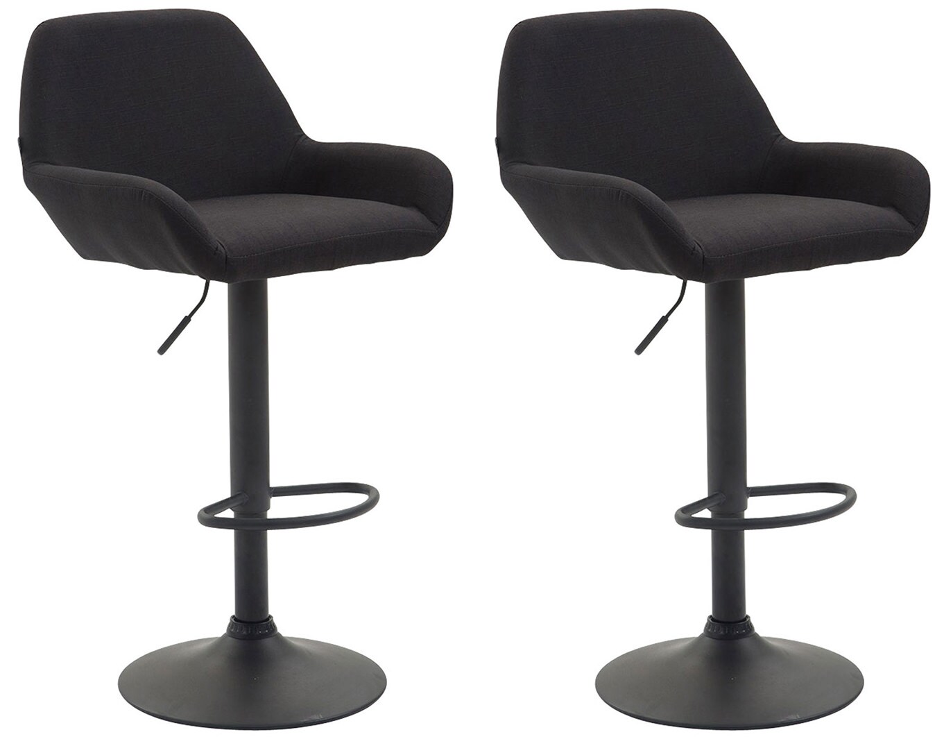 CLP 2er Set Barhocker Braga Stoff schwarz Farbe: schwarz, Gestell Farbe: schwarz