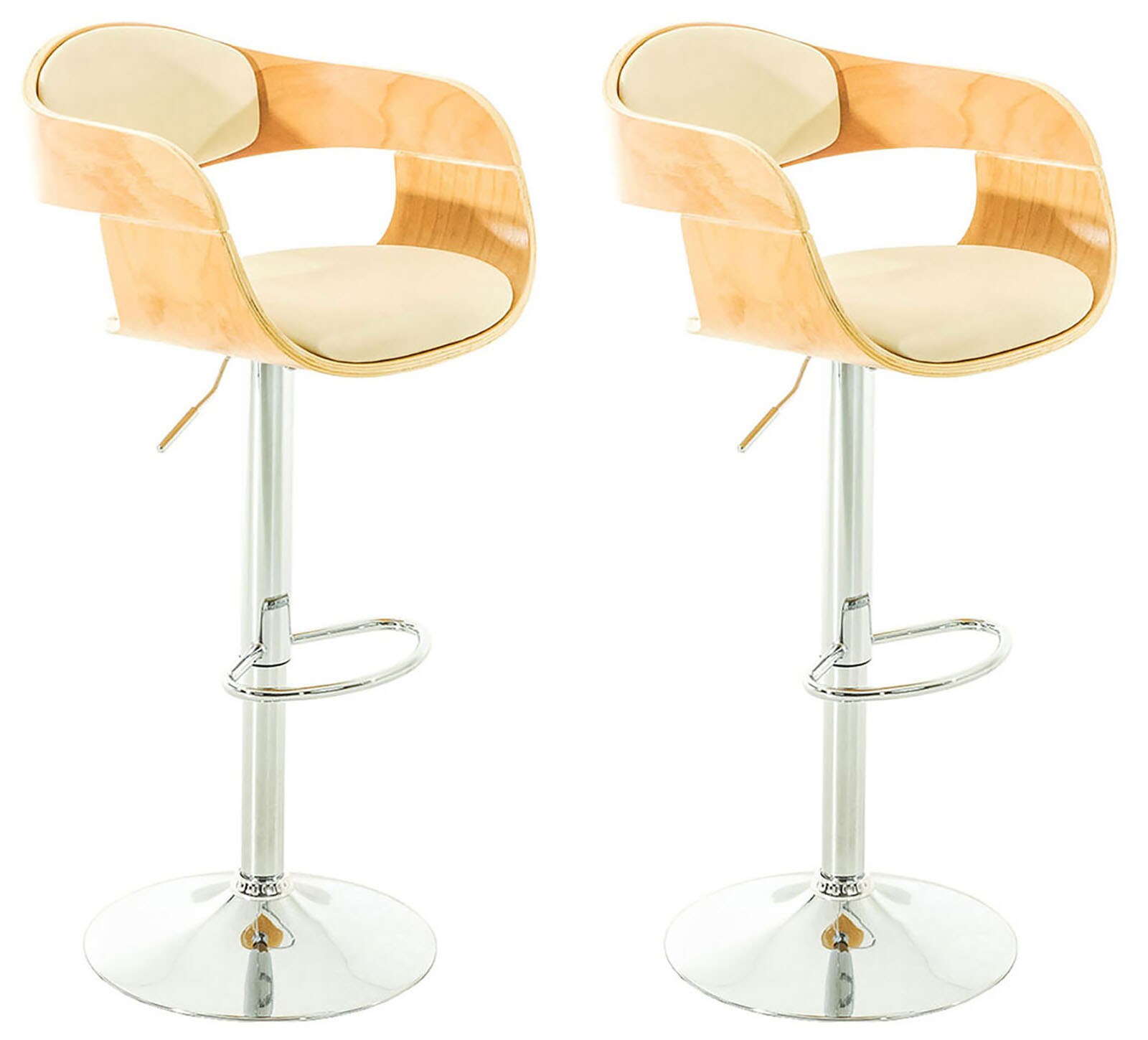 CLP 2er Set Barhocker Kingston Mit Kunstlederbezug I Höhenverstellbarer Barstuhl Mit Robustem Metallgestell