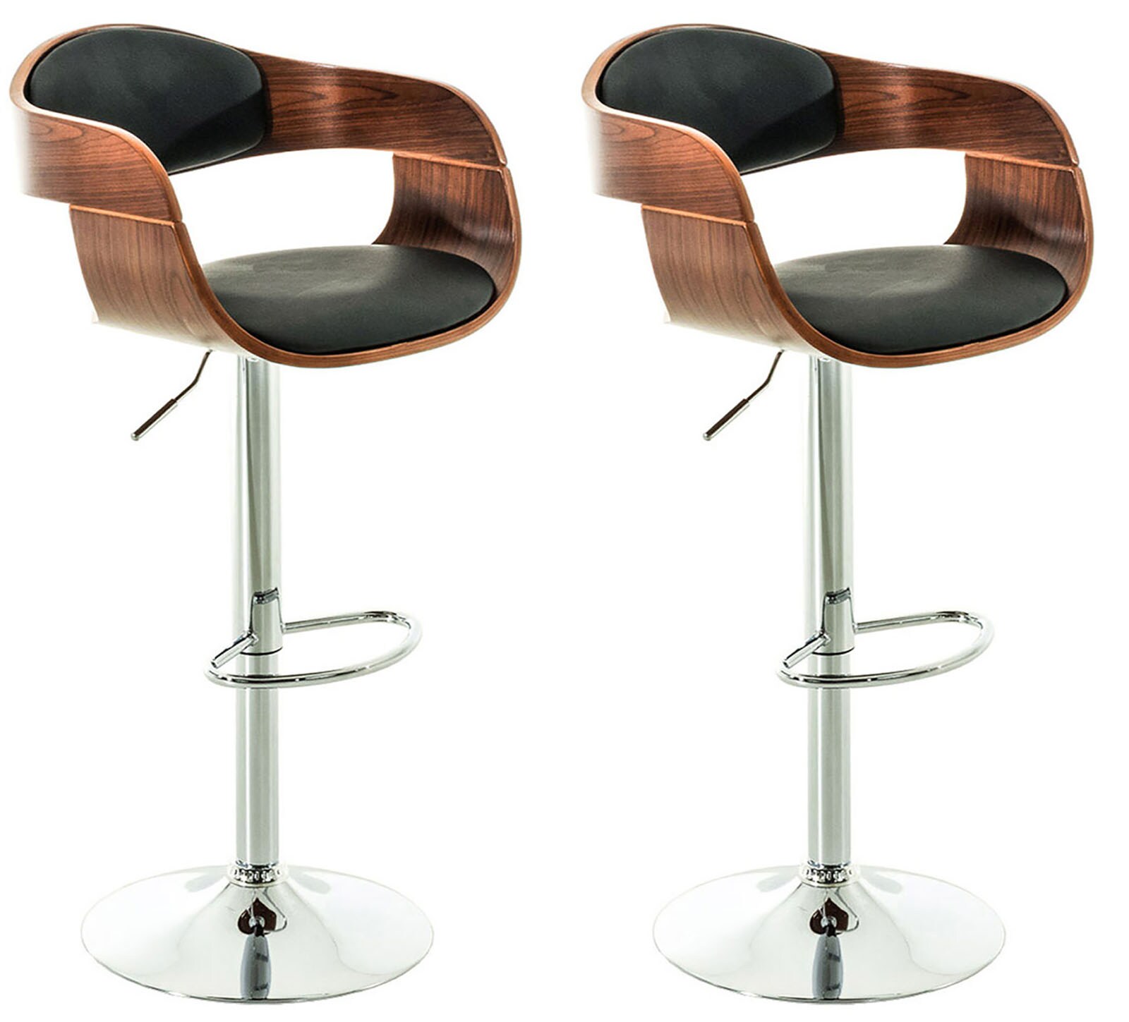 CLP 2er Set Barhocker Kingston Mit Kunstlederbezug I Höhenverstellbarer Barstuhl Mit Robustem Metallgestell